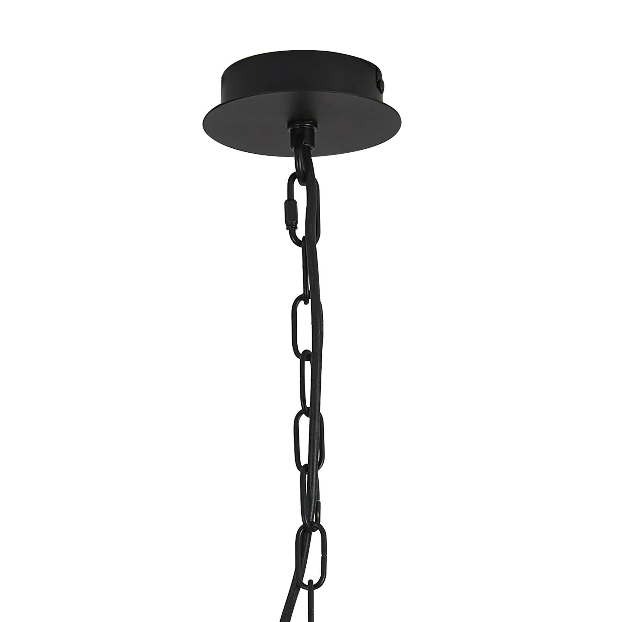 Banyan 3 Light Multi Arm Pendant With 45cm x 15cm Organza Shade Matt Black/Soft Bronze