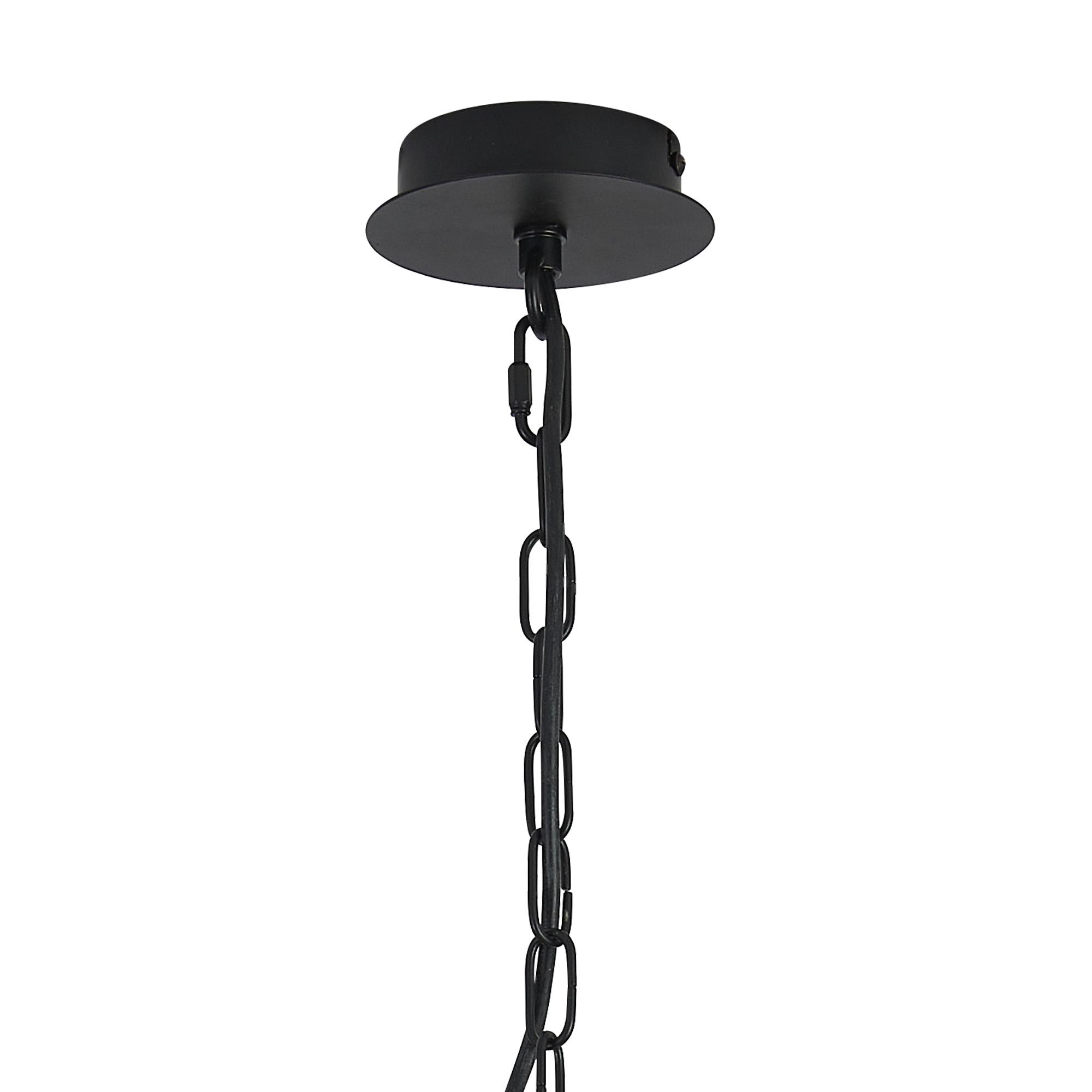 Banyan 5 Light Multi Arm Pendant With 60cm x 15cm Organza Shade Matt Black/Grey