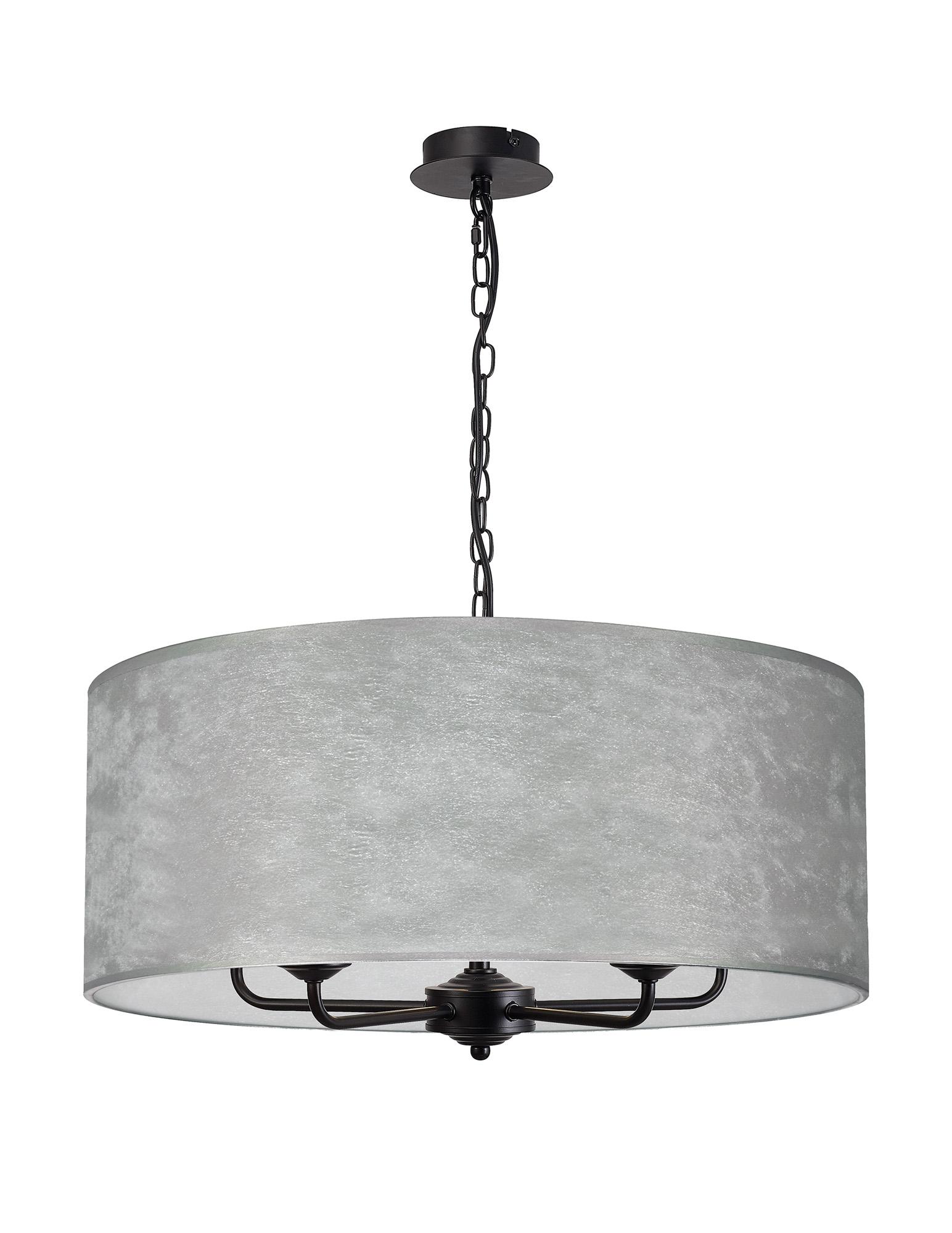 Banyan 5 Light Multi Arm Pendant With 60cm x 22cm Silver Leaf Shade Matt Black/Silver Leaf