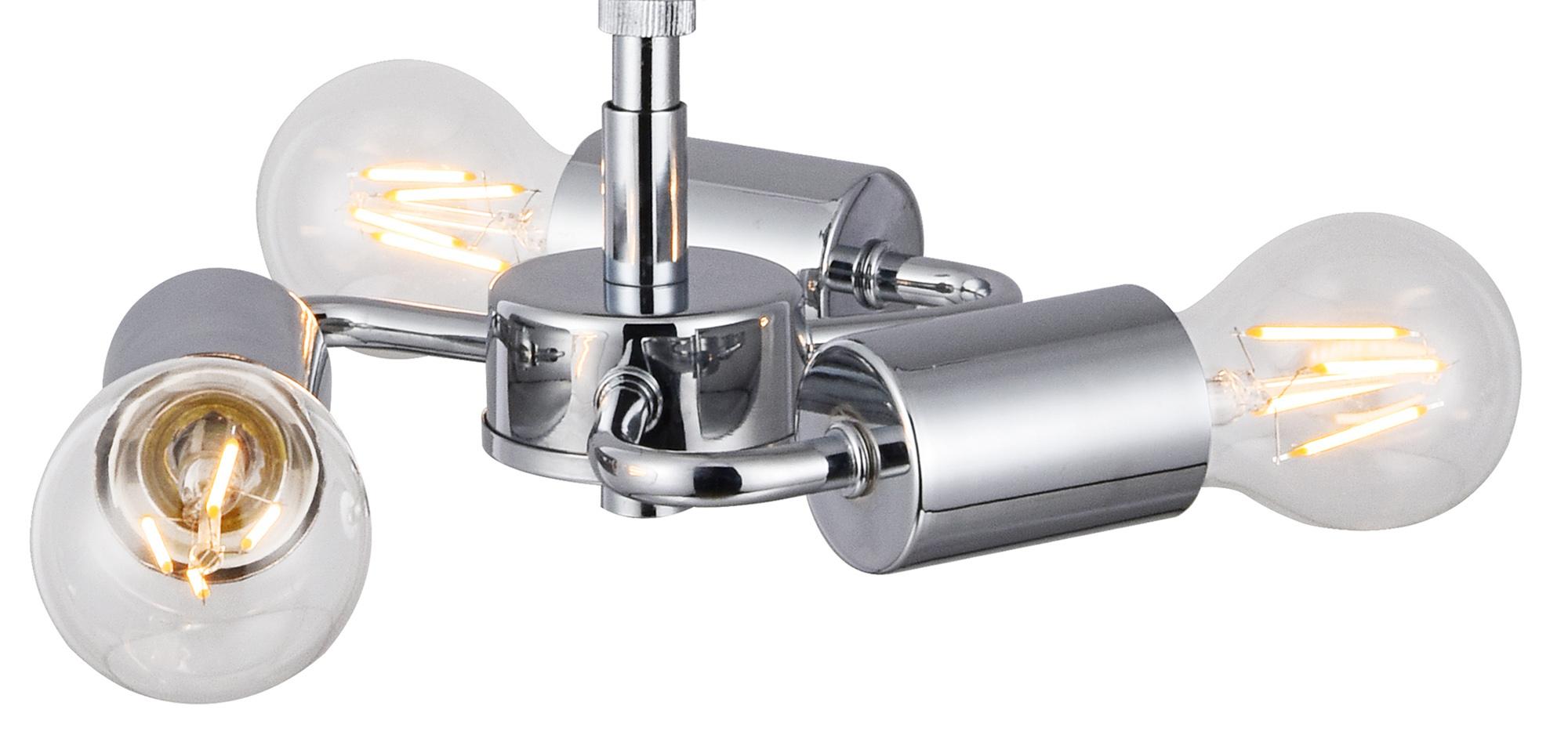 Baymont Polished Chrome  3 Light E27 Single Pendant With 40cm x 18cm Silver Leaf Shade