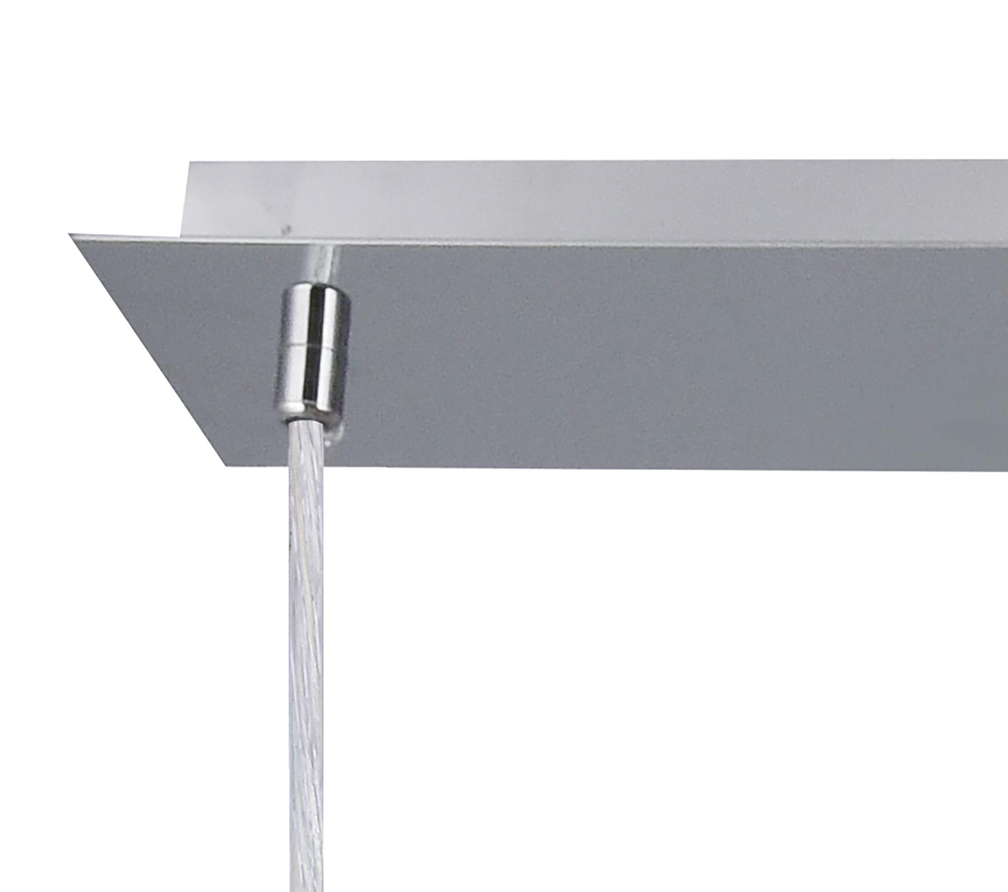 Baymont Polished Chrome 3 Light E27 Linear Pendant With 30cm x 17cm Silver Leaf Shade 3m