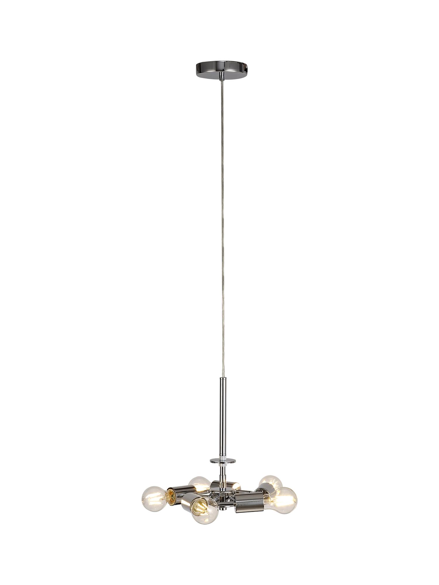 Baymont Polished Chrome  5 Light E27 Single Pendant With 60cm x 22cm Silver Leaf Shade