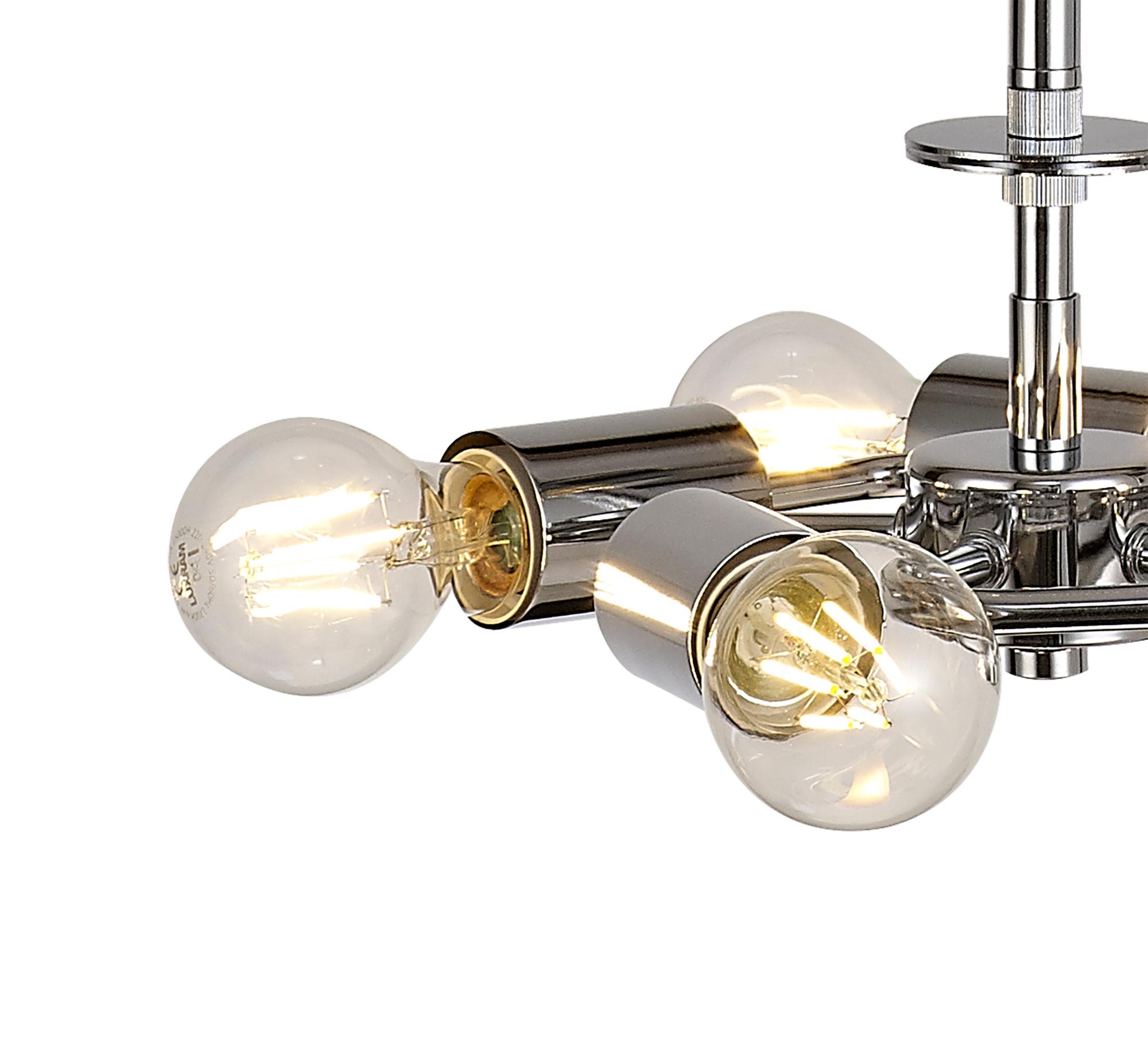 Baymont Polished Chrome  5 Light E27 Single Pendant With 60cm x 22cm Silver Leaf Shade