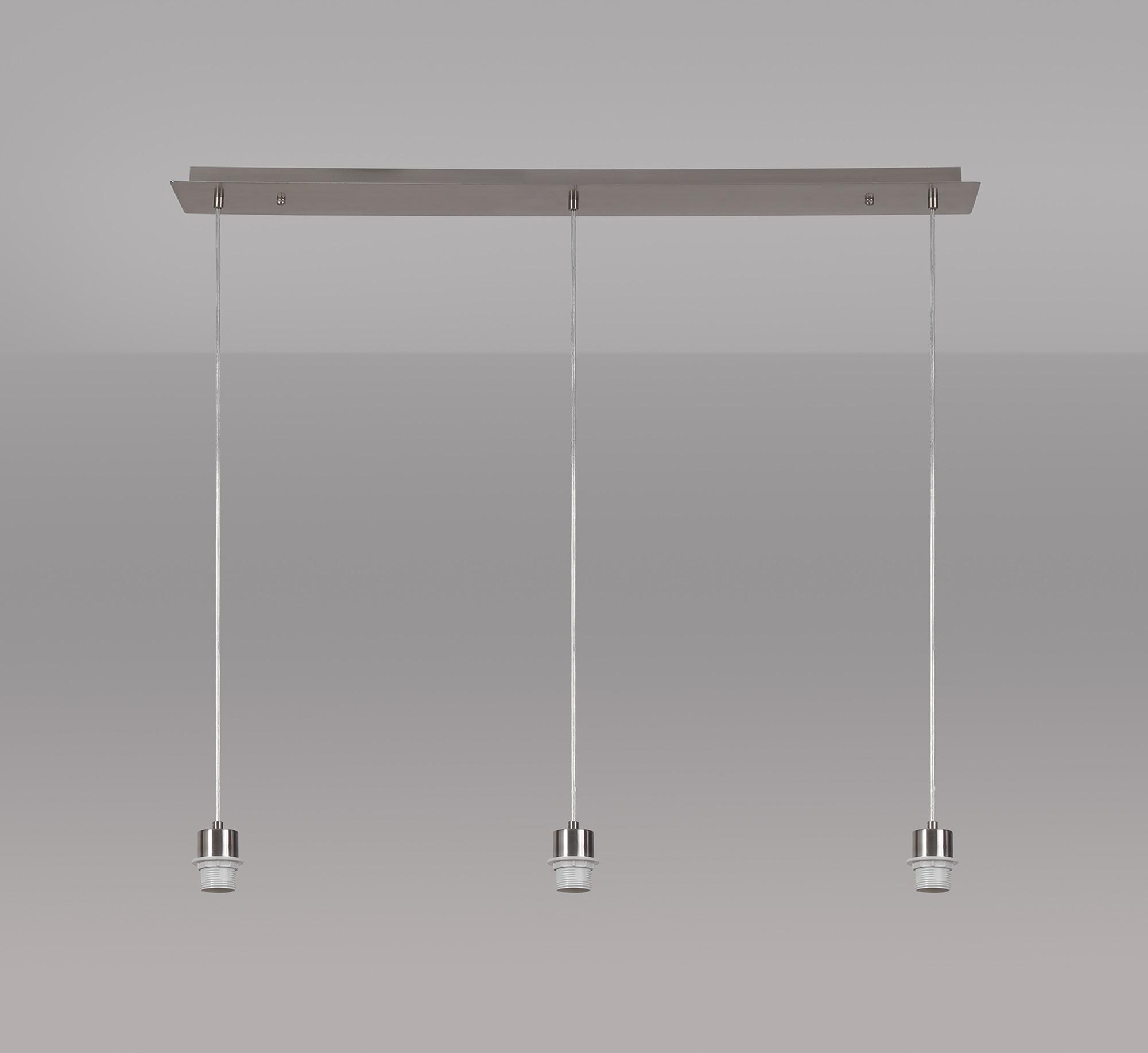 Baymont Polished Chrome 3 Light E27 Universal  Linear Pendant, Suitable For A Vast Selection Of Shades 2m