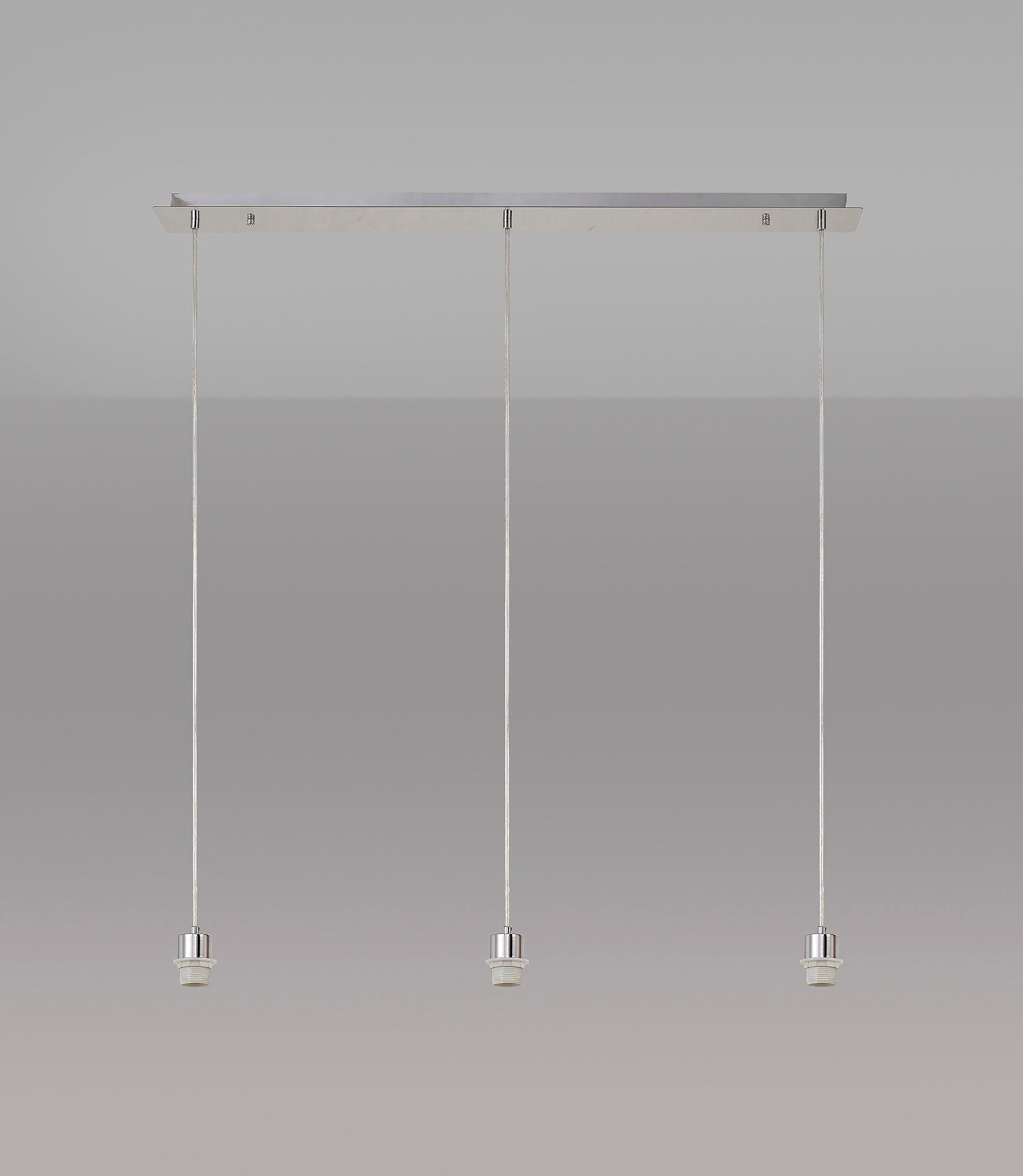 Baymont Satin Nickel 3 Light E27 Universal  Linear Pendant, Suitable For A Vast Selection Of Shades 2m