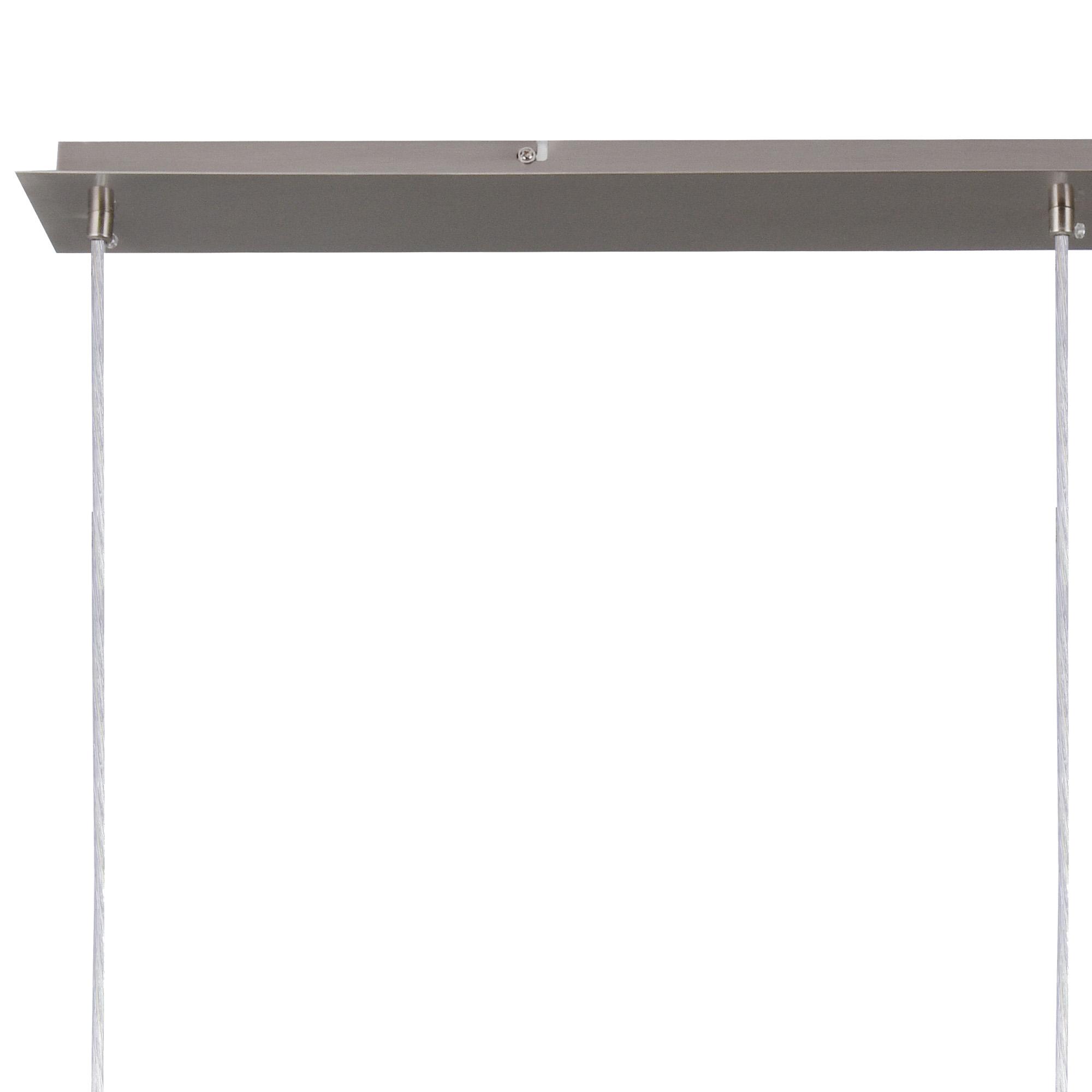 Baymont Satin Nickel 3 Light E27  Linear Pendant, With 12cm Faux Silk Shade, Grey