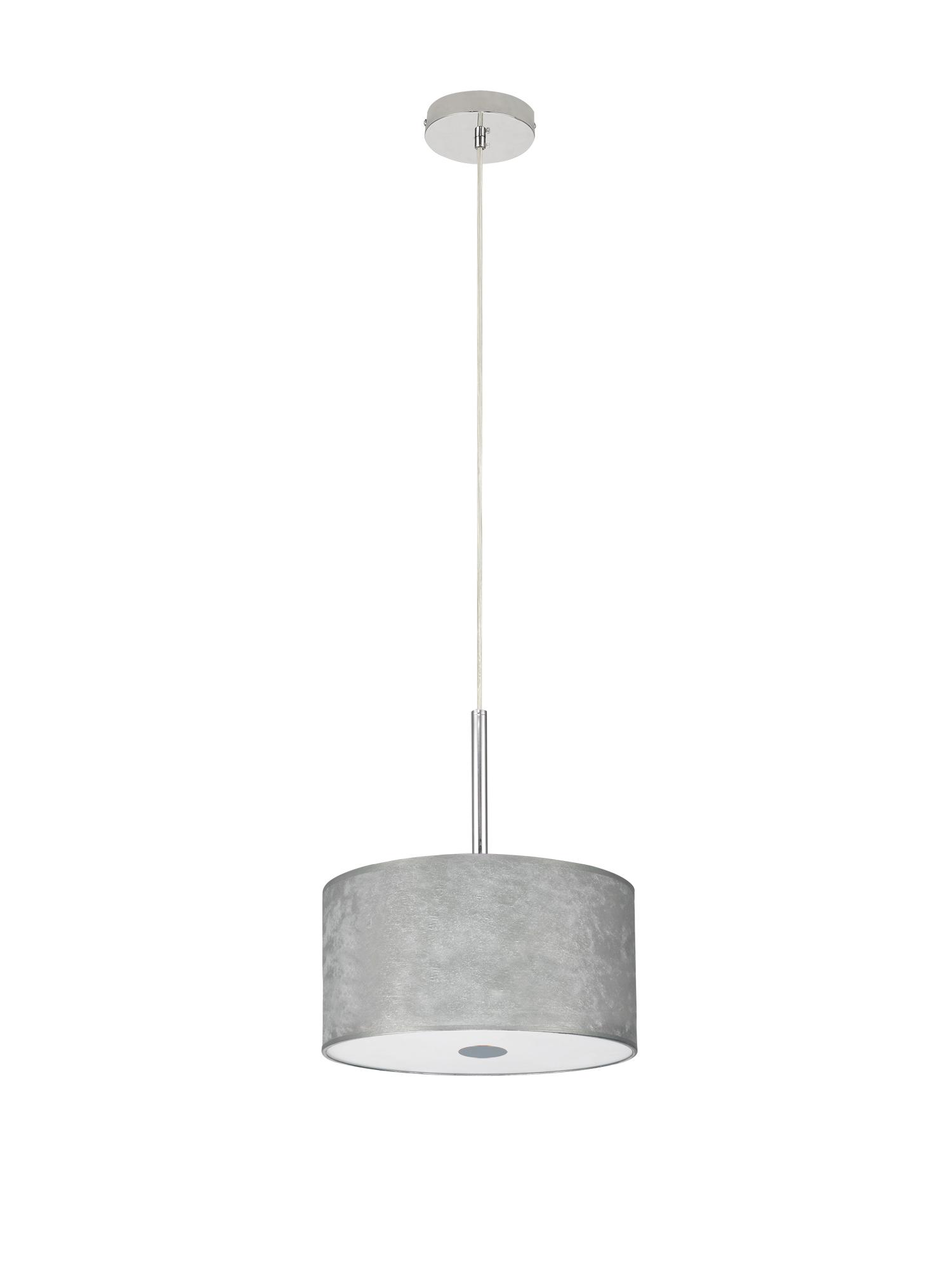 Baymont Polished Chrome 1 Light E27  Single Pendant With 30cm x 17cm Silver Leaf Shade With Frosted/PC Acrylic Diffuser