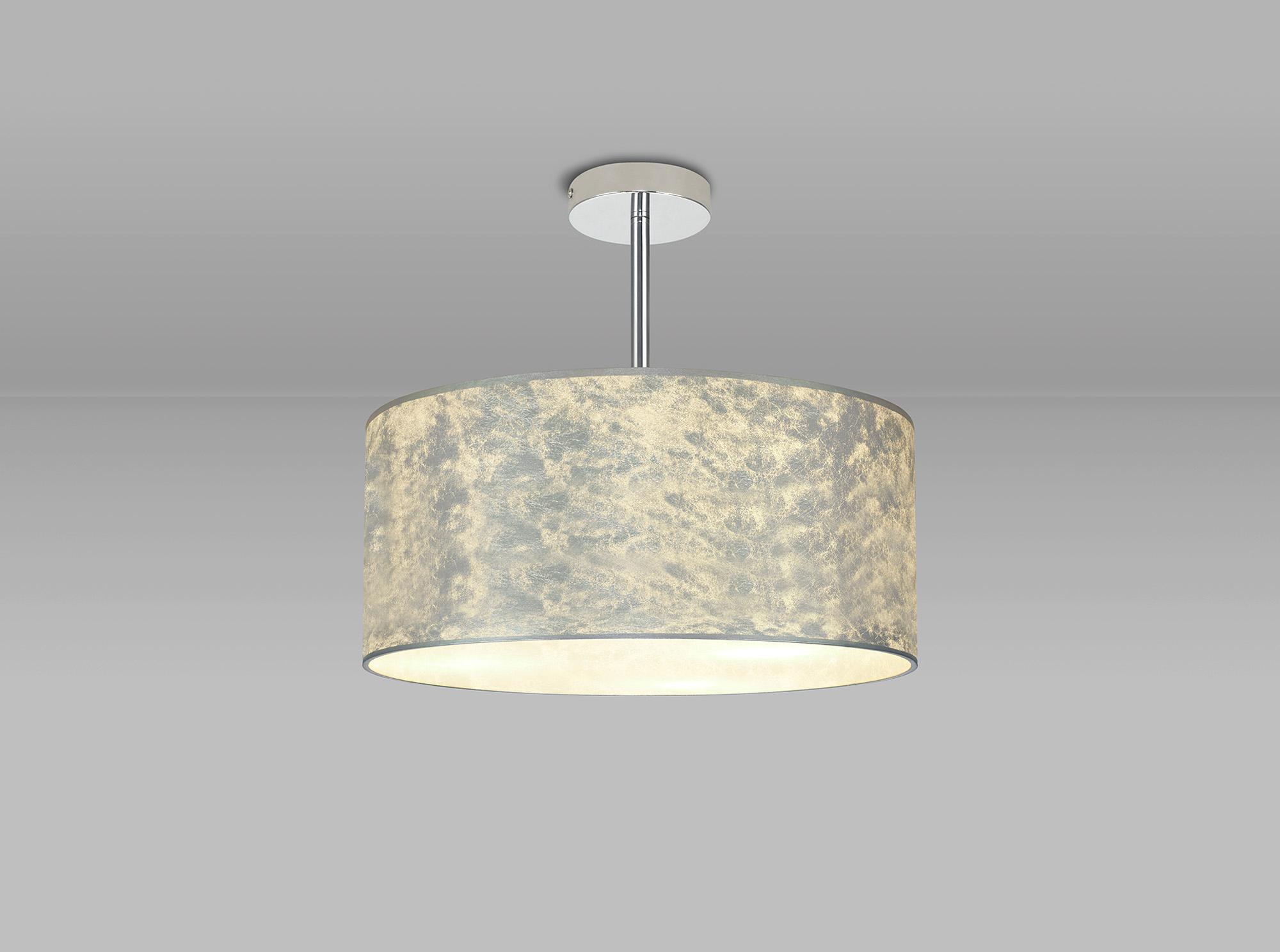 Baymont Polished Chrome 3 Light E27 Semi Flush Fixture With 40cm x 18cm Silver Leaf Shade