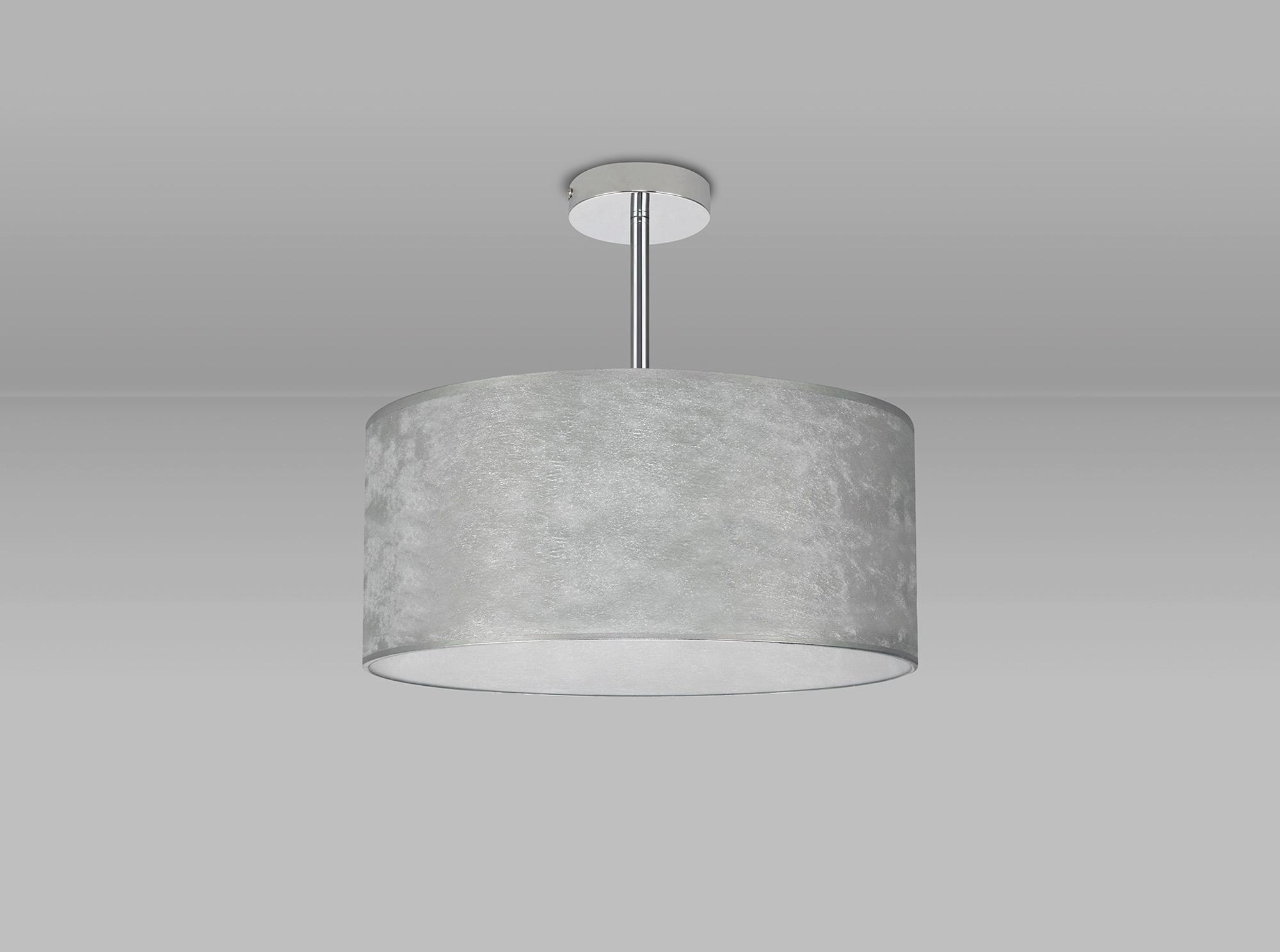 Baymont Polished Chrome 3 Light E27 Semi Flush Fixture With 40cm x 18cm Silver Leaf Shade