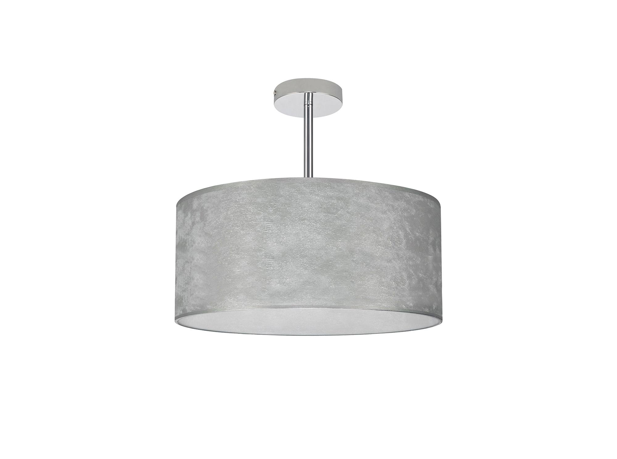 Baymont Polished Chrome 3 Light E27 Semi Flush Fixture With 40cm x 18cm Silver Leaf Shade