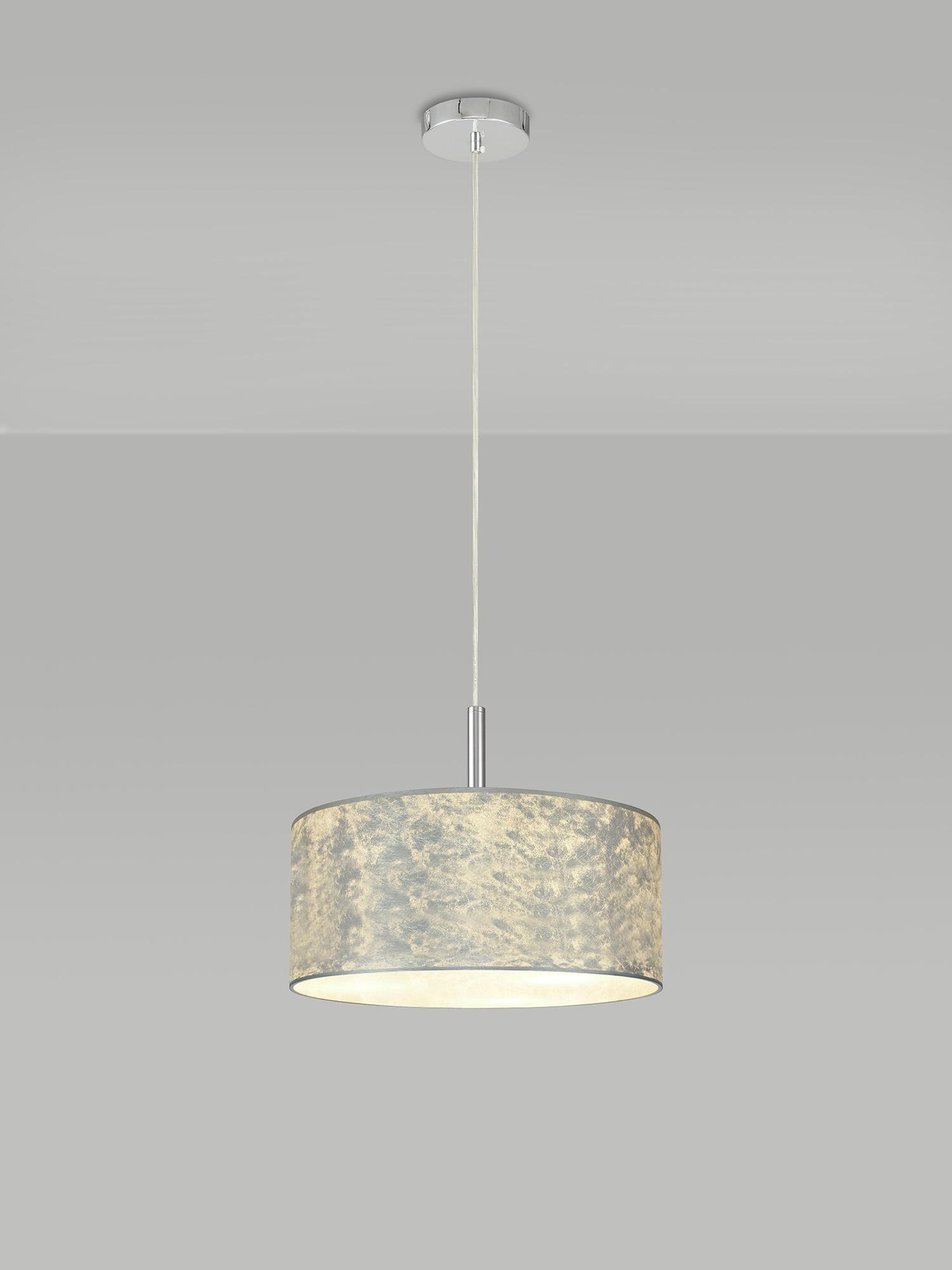 Baymont Polished Chrome  3 Light E27 Single Pendant With 40cm x 18cm Silver Leaf Shade