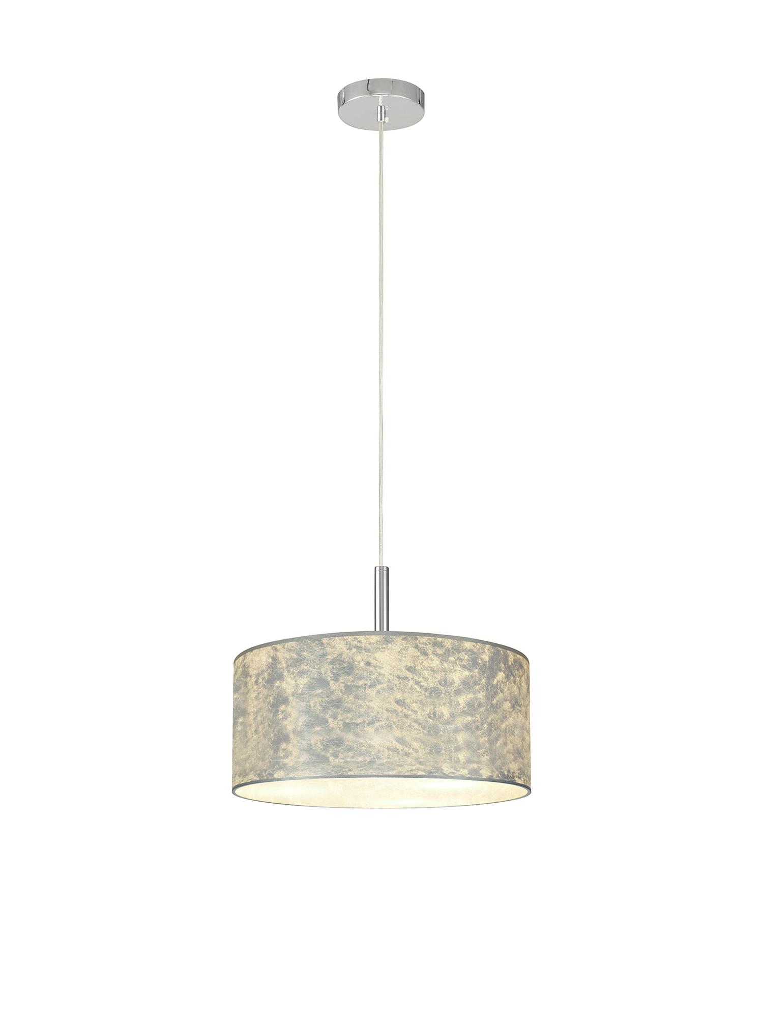 Baymont Polished Chrome  3 Light E27 Single Pendant With 40cm x 18cm Silver Leaf Shade