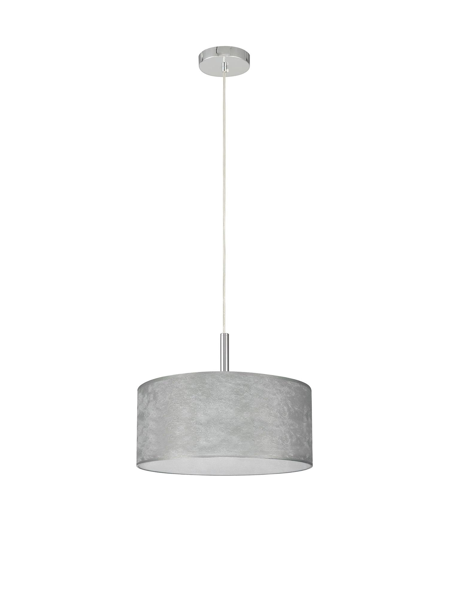 Baymont Polished Chrome  3 Light E27 Single Pendant With 40cm x 18cm Silver Leaf Shade