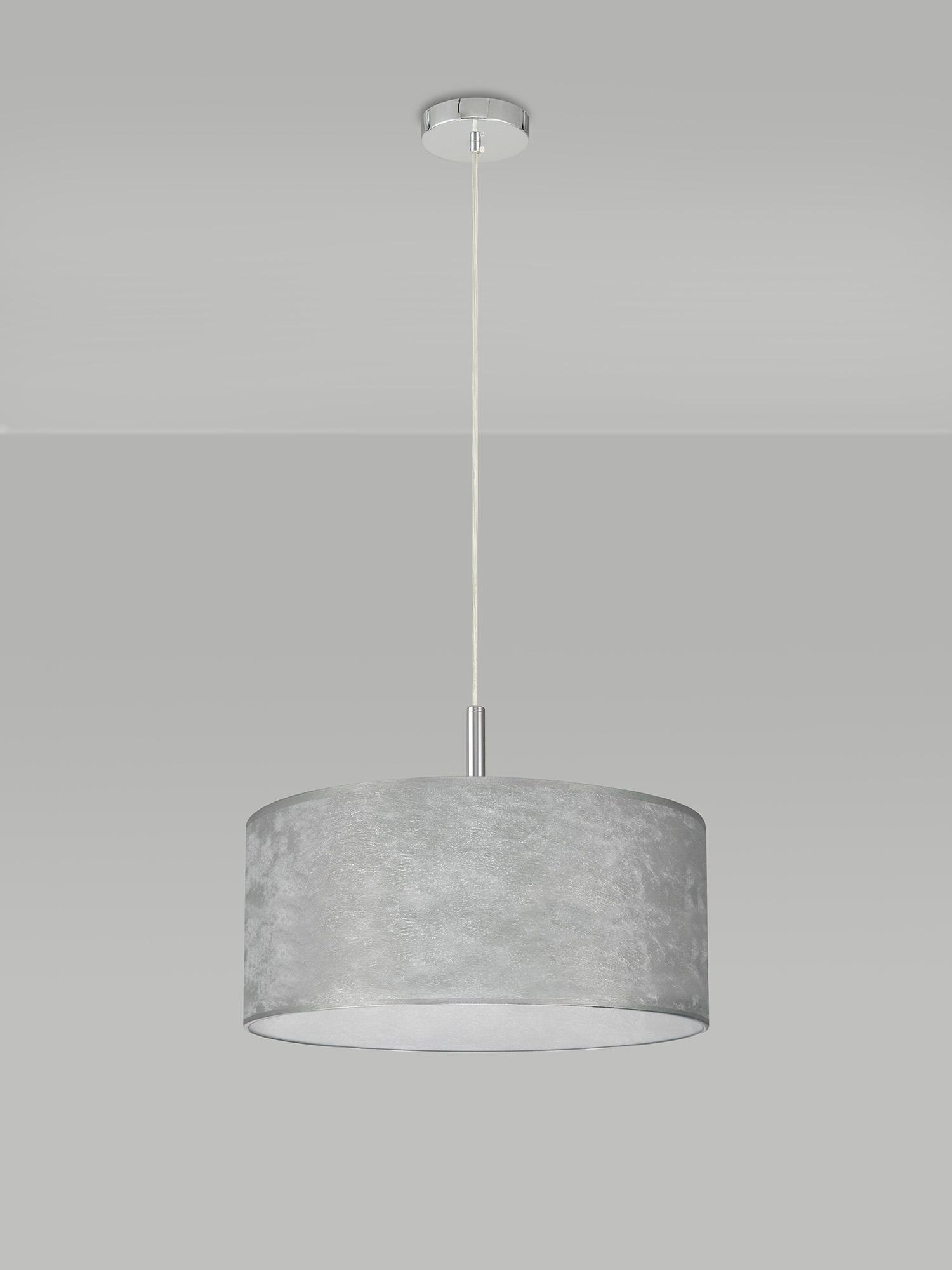 Baymont Polished Chrome  3 Light E27 Single Pendant With 50cm x 20cm Silver Leaf Shade