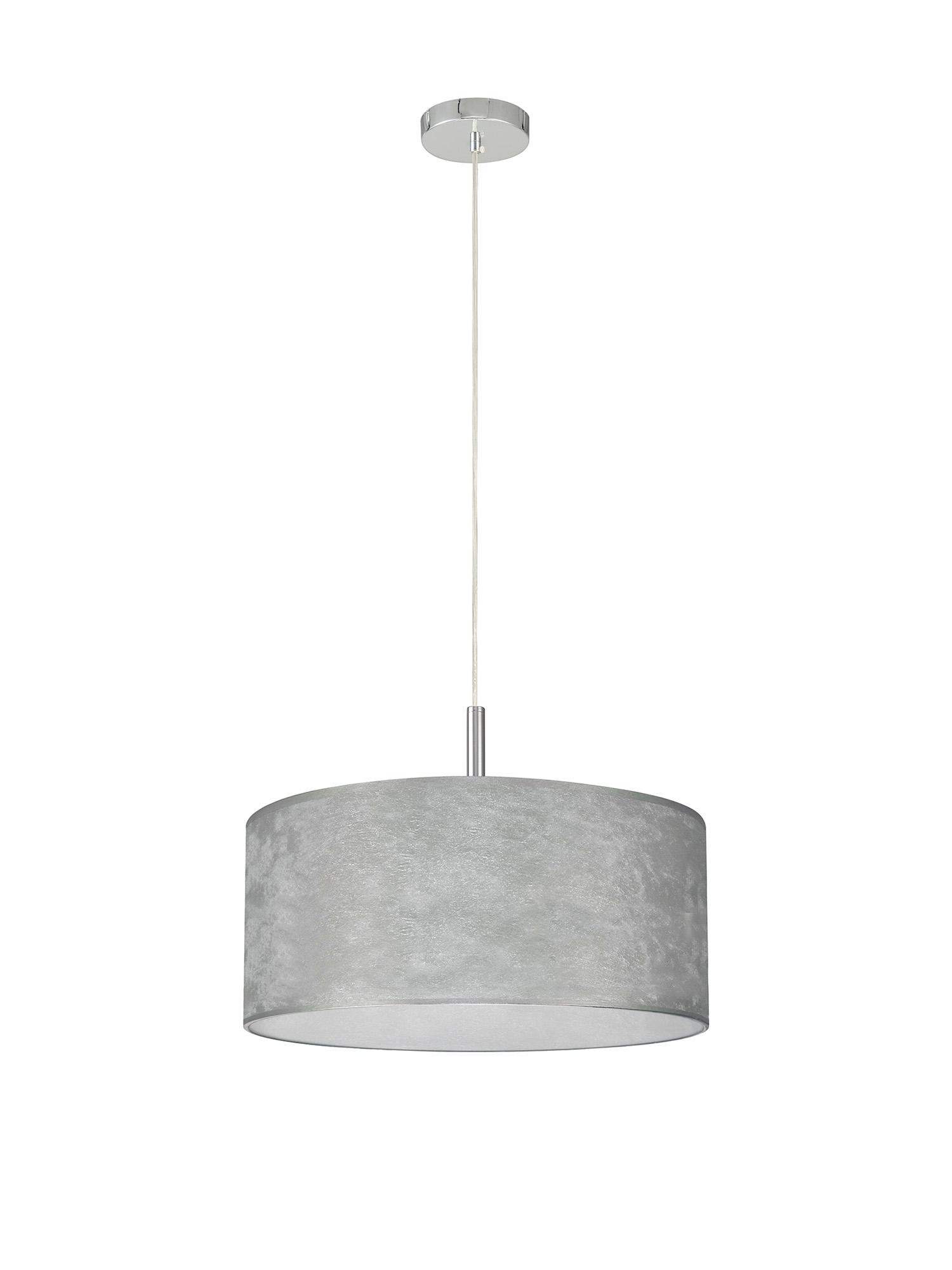 Baymont Polished Chrome  3 Light E27 Single Pendant With 50cm x 20cm Silver Leaf Shade