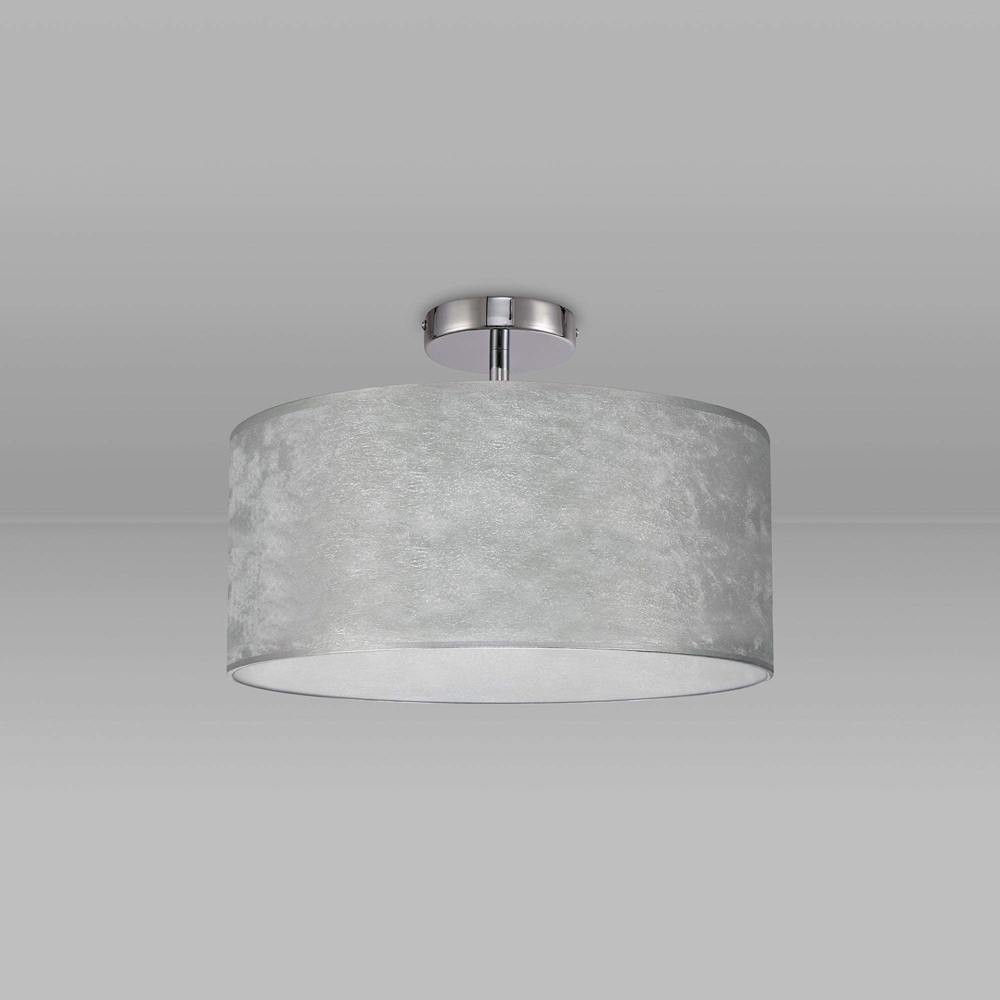 Baymont Polished Chrome 3 Light E27 Drop Flush With 40cm x 18cm Silver Leaf Shade