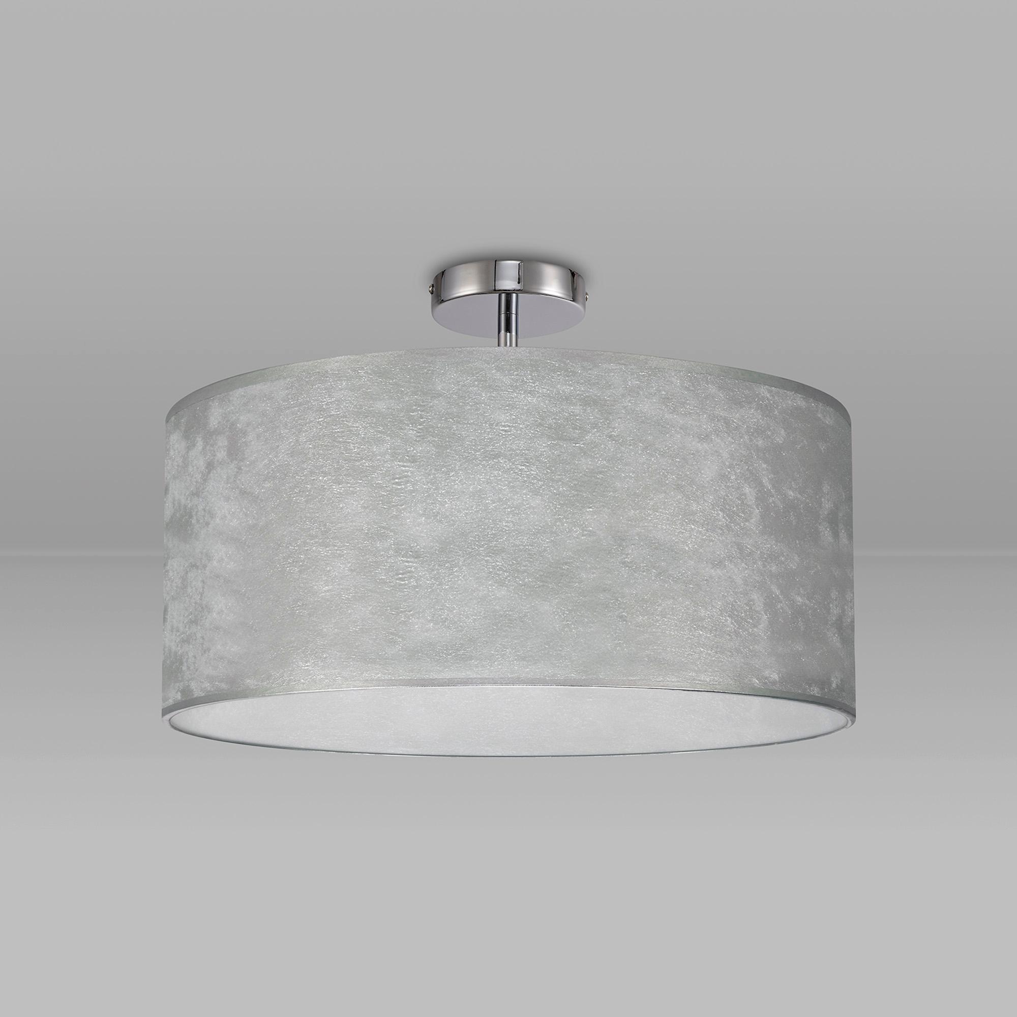 Baymont Polished Chrome 3 Light E27 Drop Flush With 50cm x 20cm Silver Leaf Shade