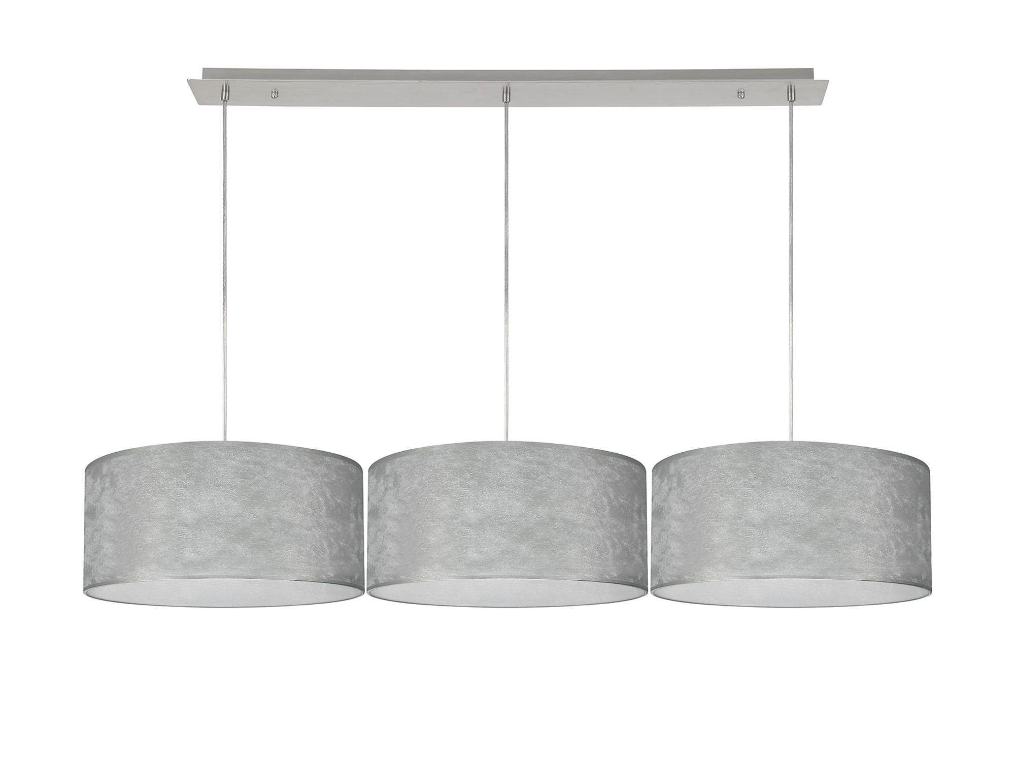 Baymont Polished Chrome 3 Light E27 Linear Pendant With 40cm x 18cm Silver Leaf Shade 2m