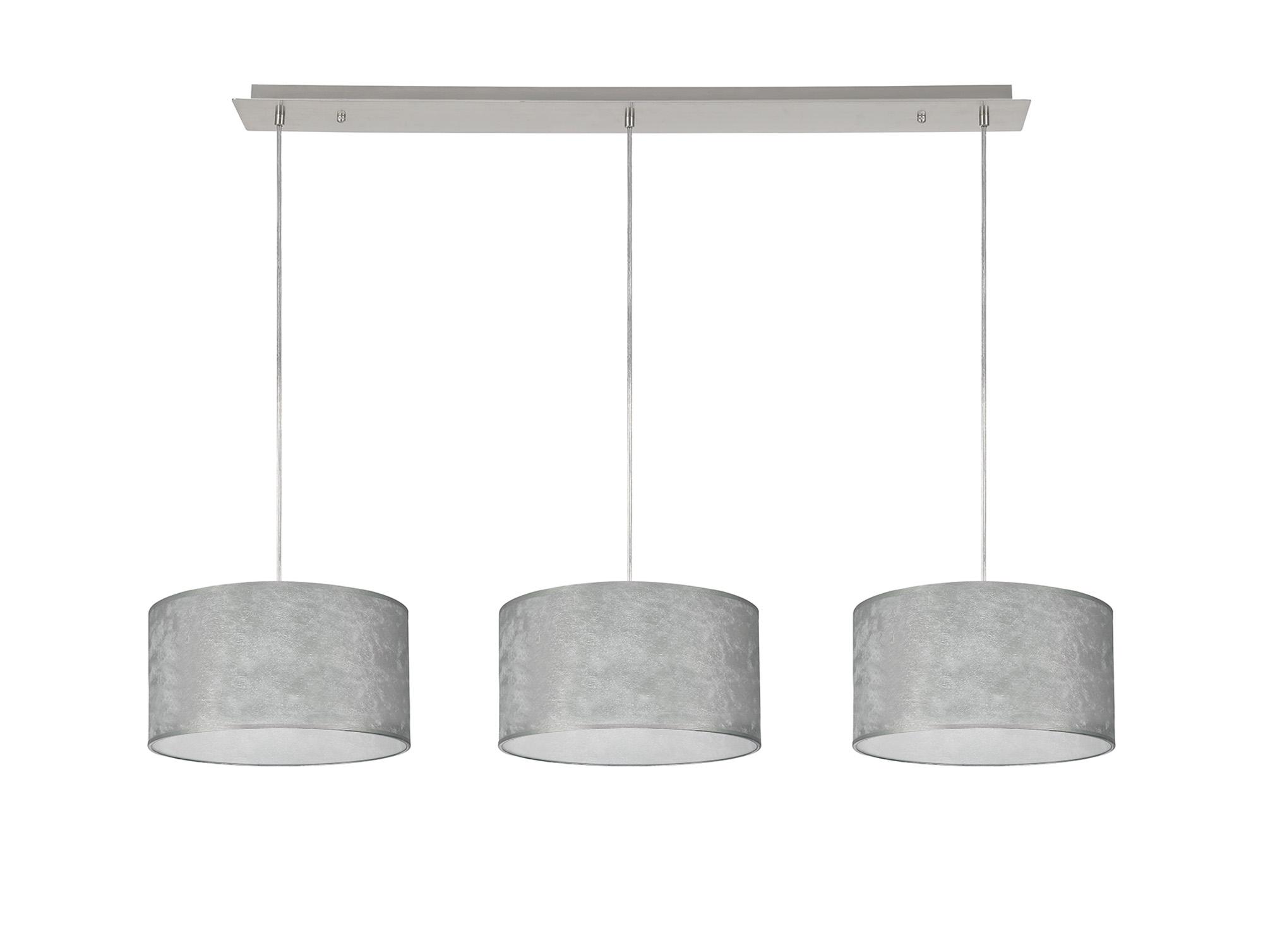Baymont Polished Chrome 3 Light E27 Linear Pendant With 30cm x 17cm Silver Leaf Shade 2m