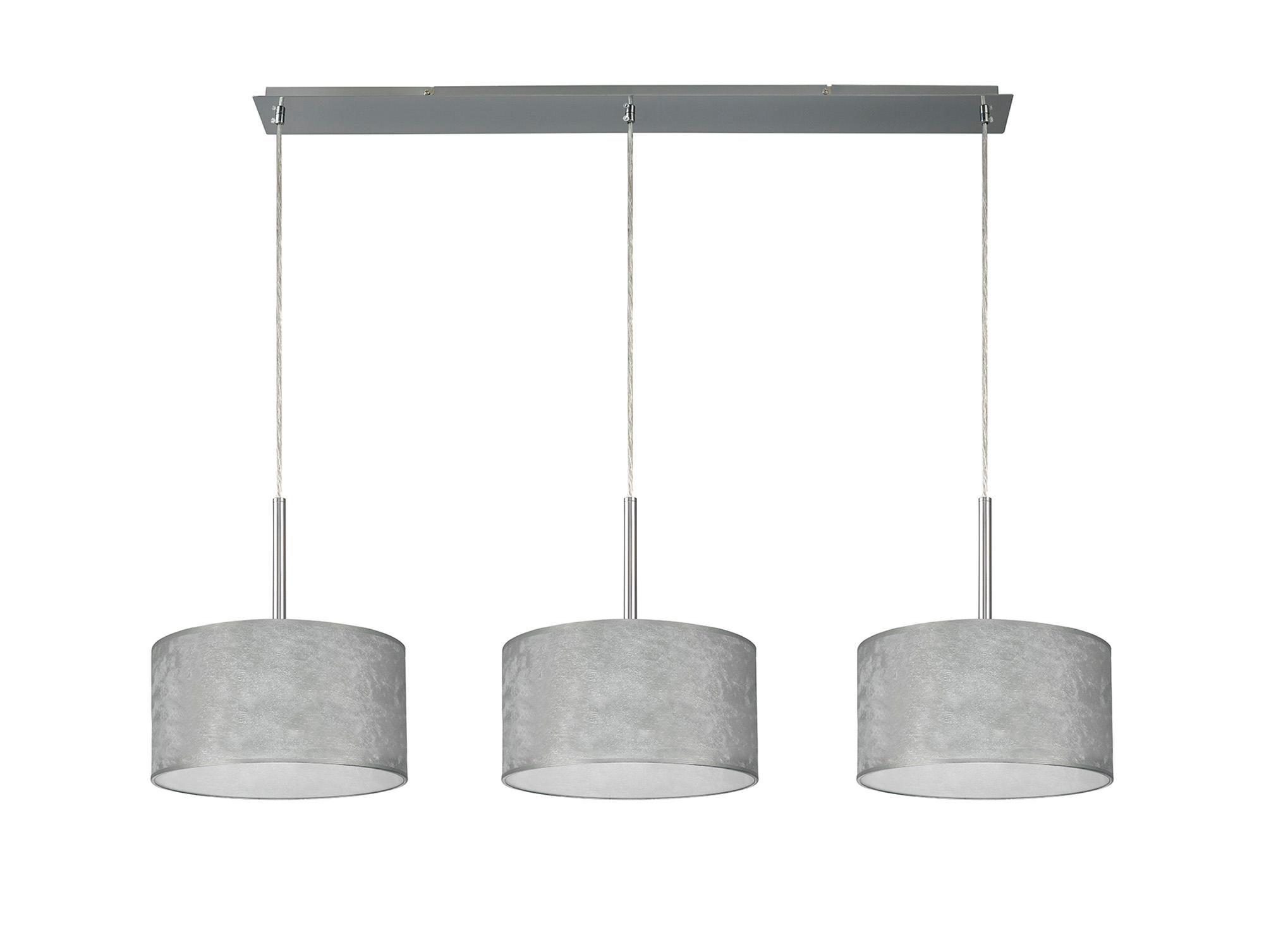 Baymont Polished Chrome 3 Light E27 Linear Pendant With 30cm x 17cm Silver Leaf Shade 3m