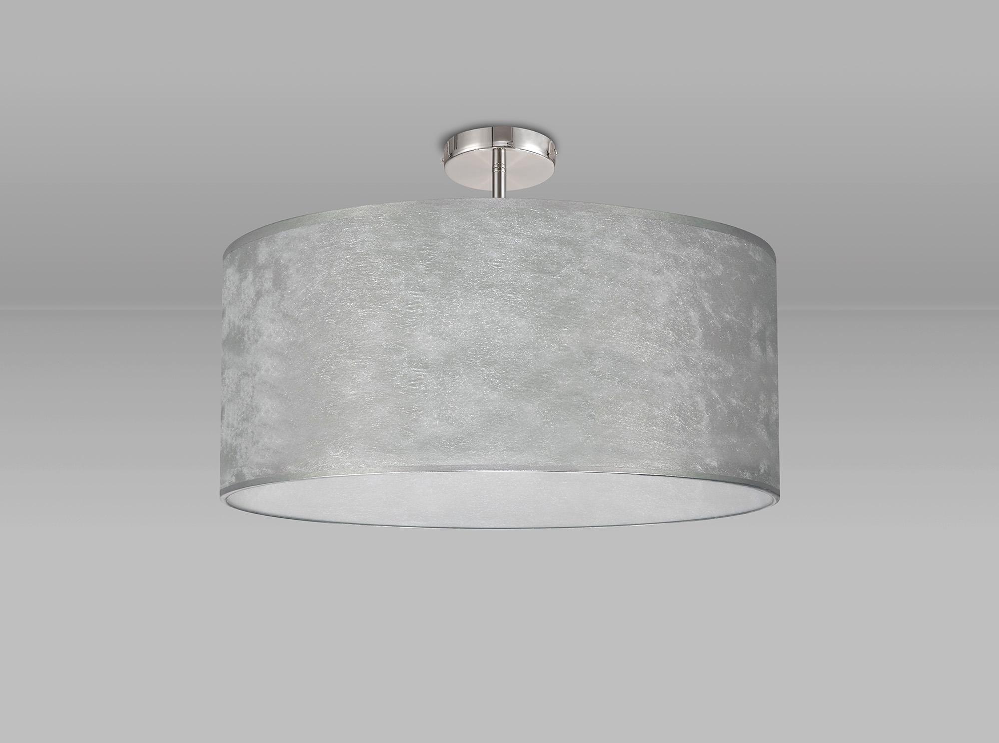 Baymont Polished Chrome 5 Light E27 Drop Flush With 60cm x 22cm Silver Leaf Shade