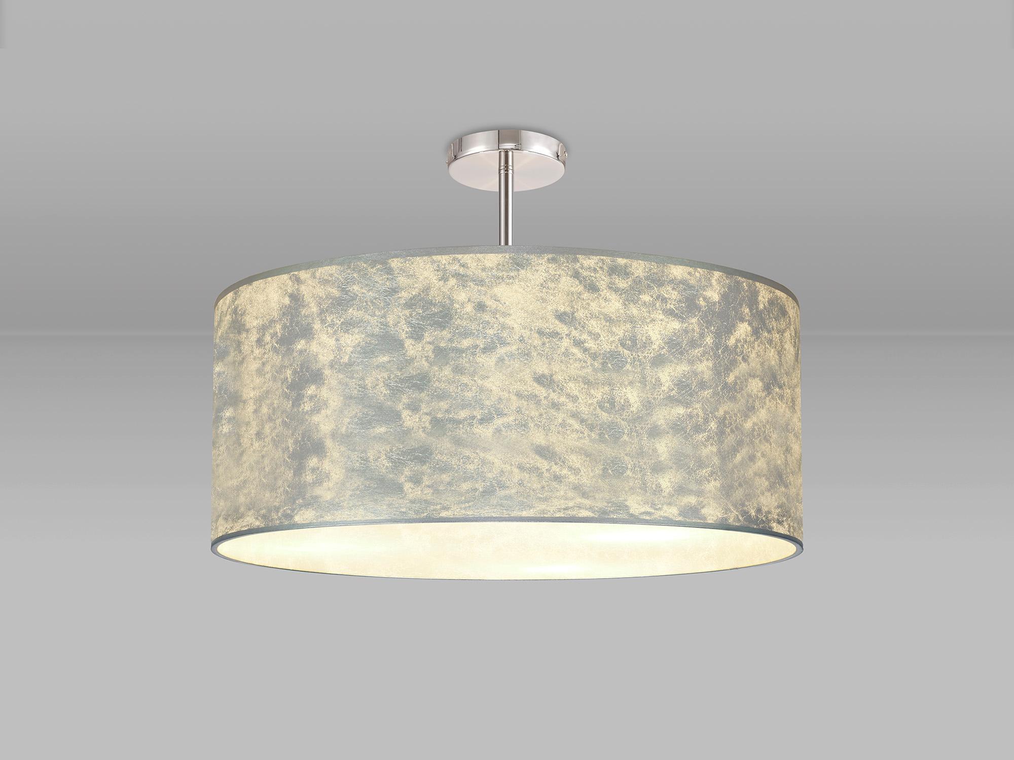 Baymont Polished Chrome 5 Light E27 Semi Flush Fixture With 60cm x 22cm Silver Leaf Shade