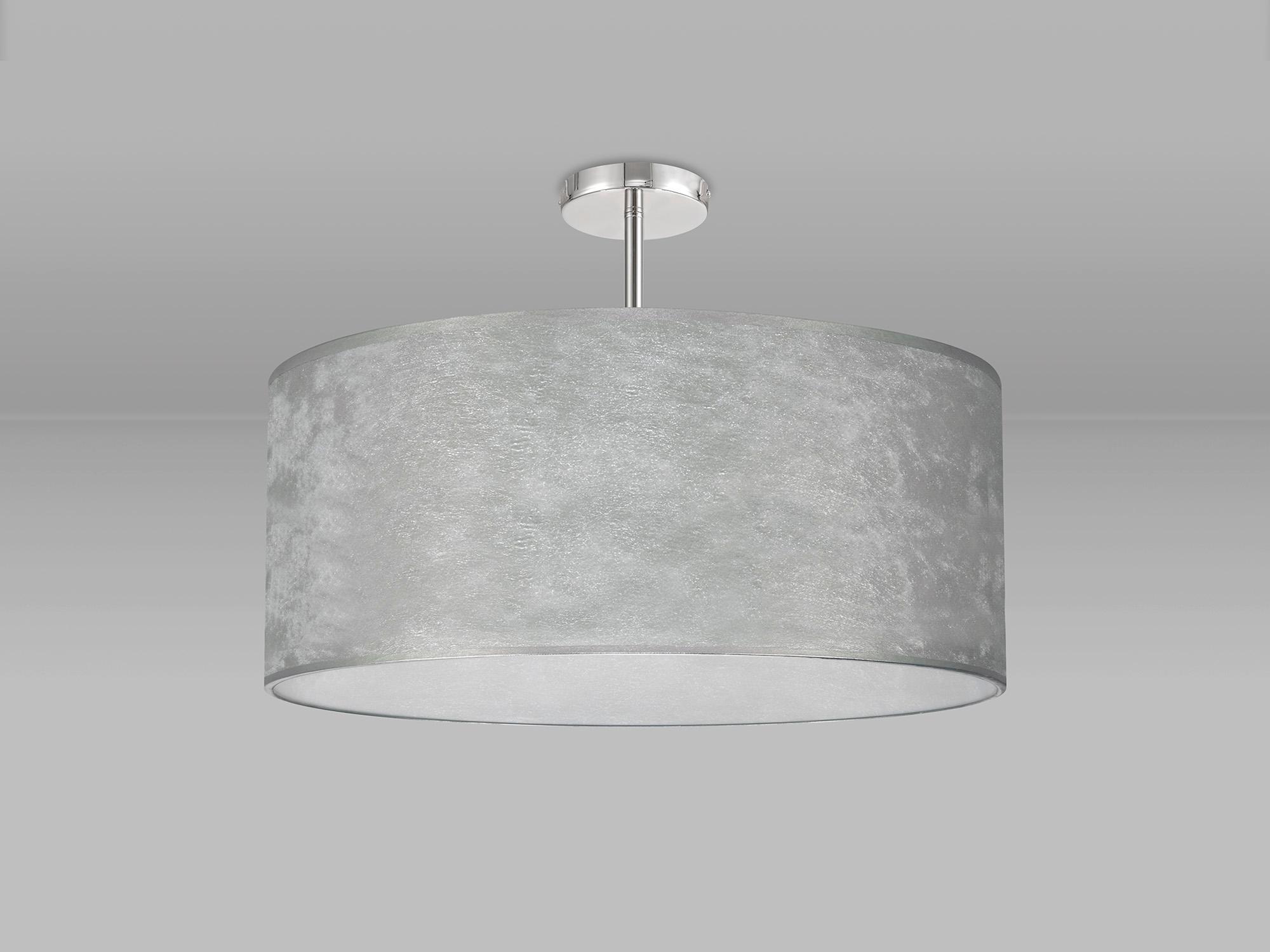Baymont Polished Chrome 5 Light E27 Semi Flush Fixture With 60cm x 22cm Silver Leaf Shade