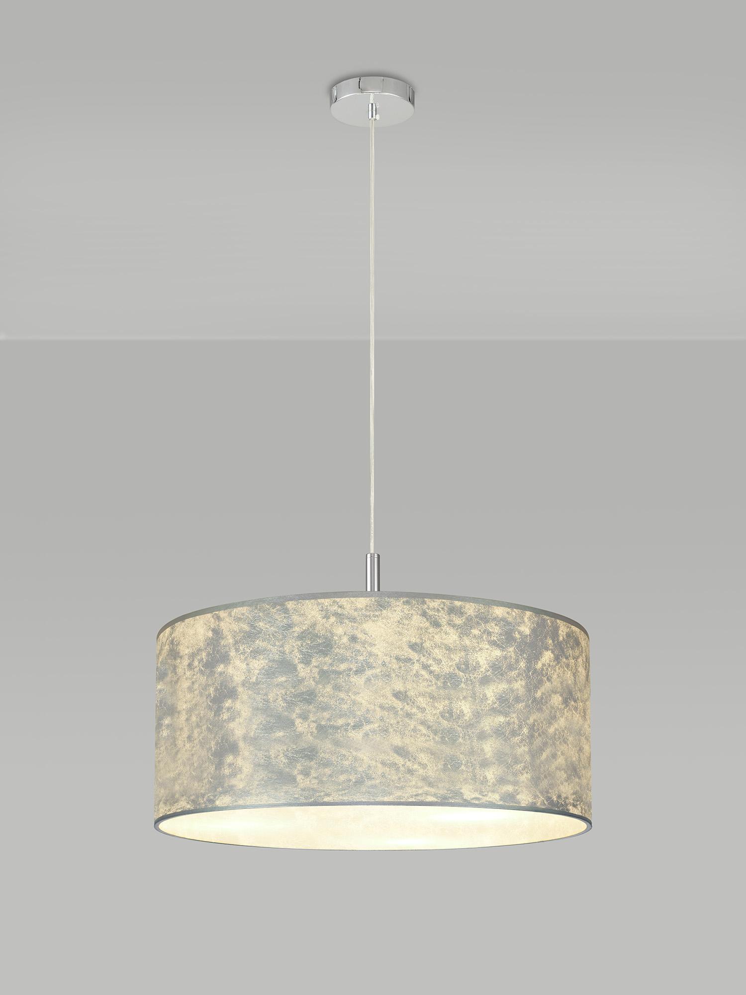 Baymont Polished Chrome  5 Light E27 Single Pendant With 60cm x 22cm Silver Leaf Shade