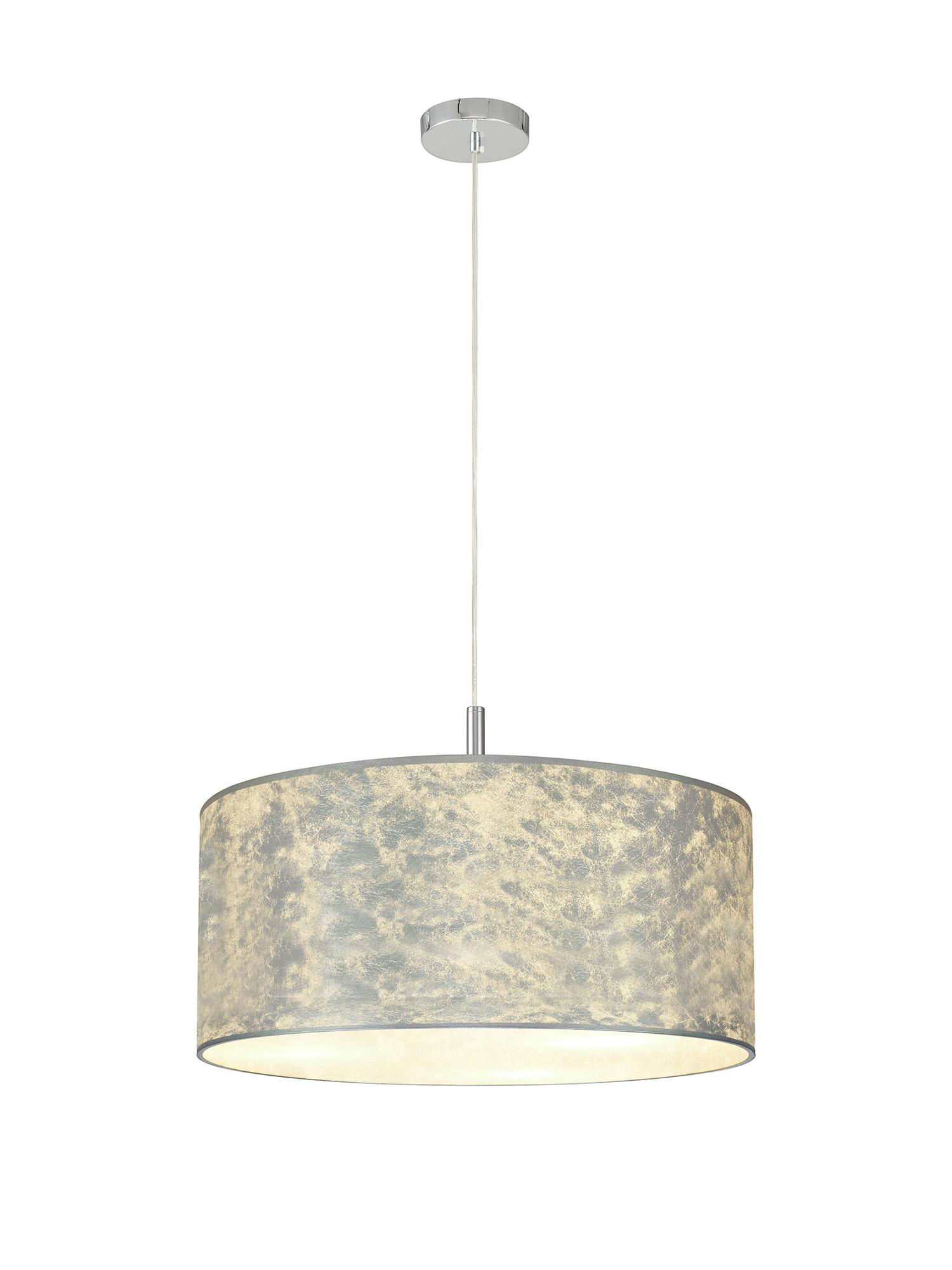 Baymont Polished Chrome  5 Light E27 Single Pendant With 60cm x 22cm Silver Leaf Shade