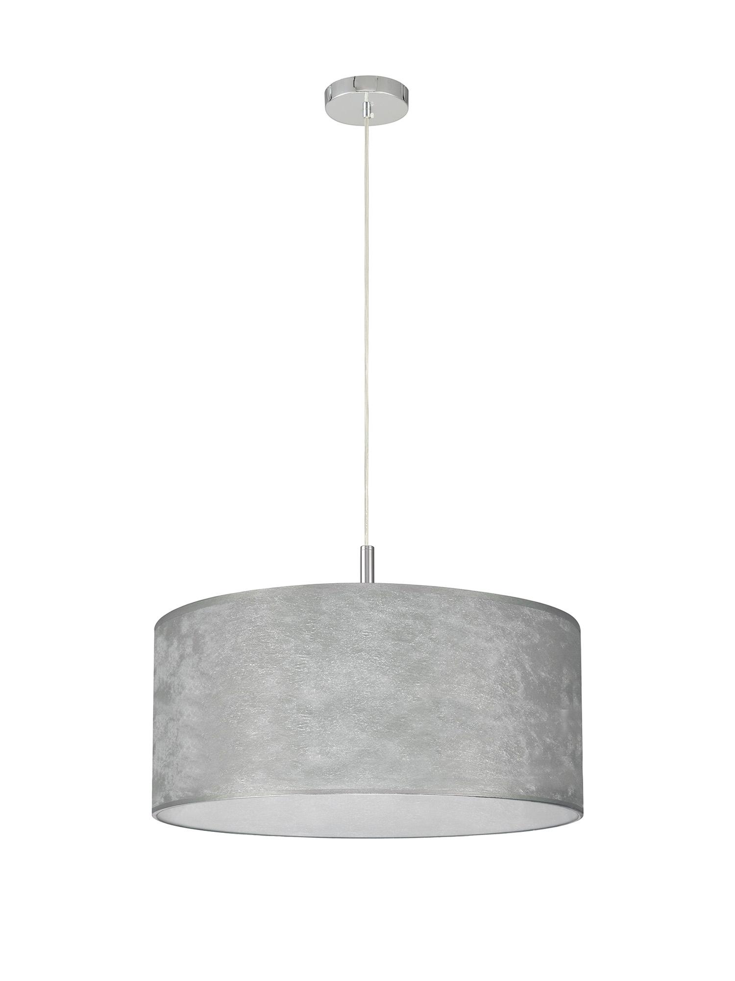 Baymont Polished Chrome  5 Light E27 Single Pendant With 60cm x 22cm Silver Leaf Shade