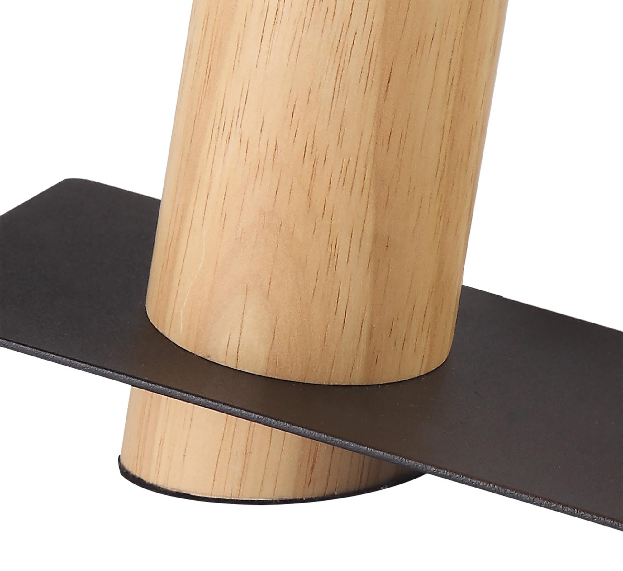 Bret Table Lamp, 1 Light E27, Black/Wood, (Lamps Not Included)