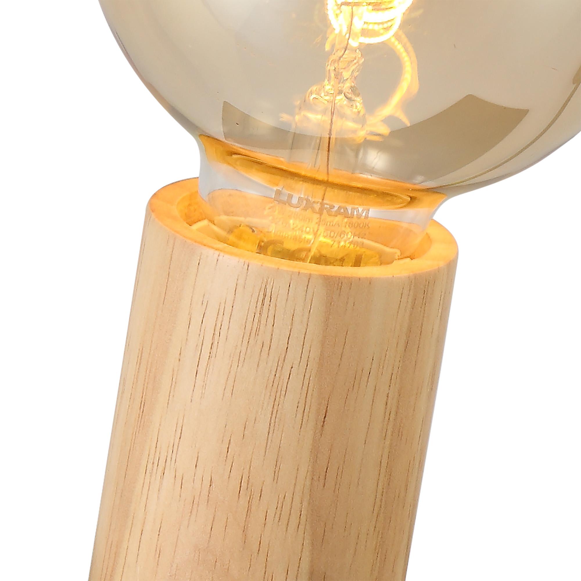 Bret Table Lamp, 1 Light E27, Black/Wood, (Lamps Not Included)