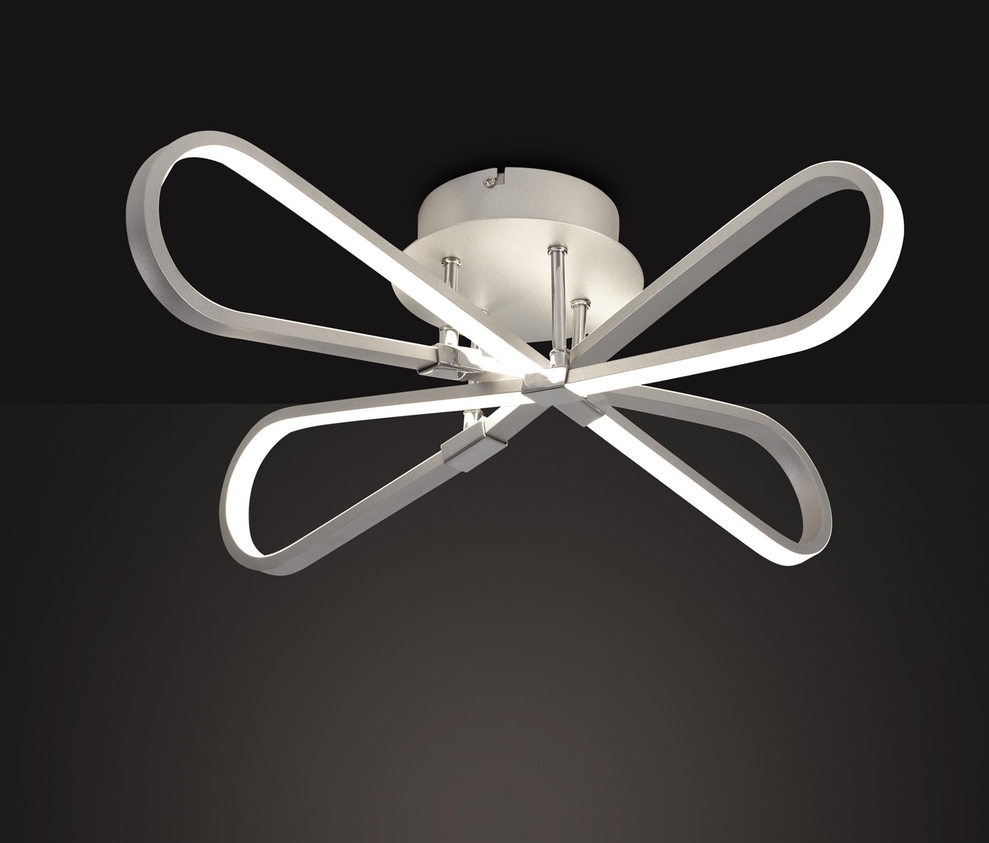 Bucle Square Ceiling 40W LED 3000K, 3500lm, Silver / Polished Chrome / Frosted Acrylic, 3yrs Warranty