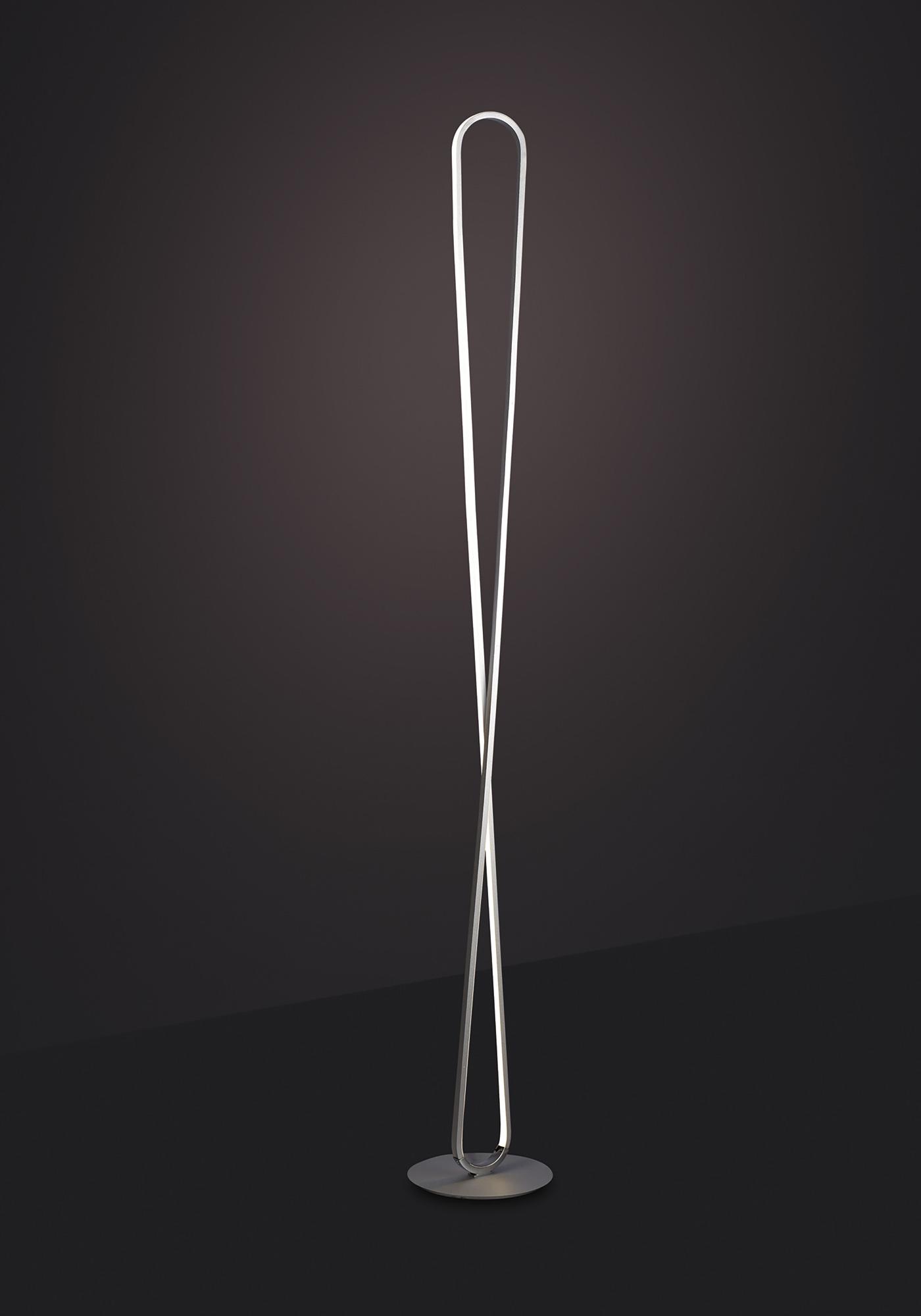 Bucle Floor Lamp 50W LED 3000K, 4300lm, Dimmable, Silver / Polished Chrome /  / Frosted Acrylic, 3yrs Warranty
