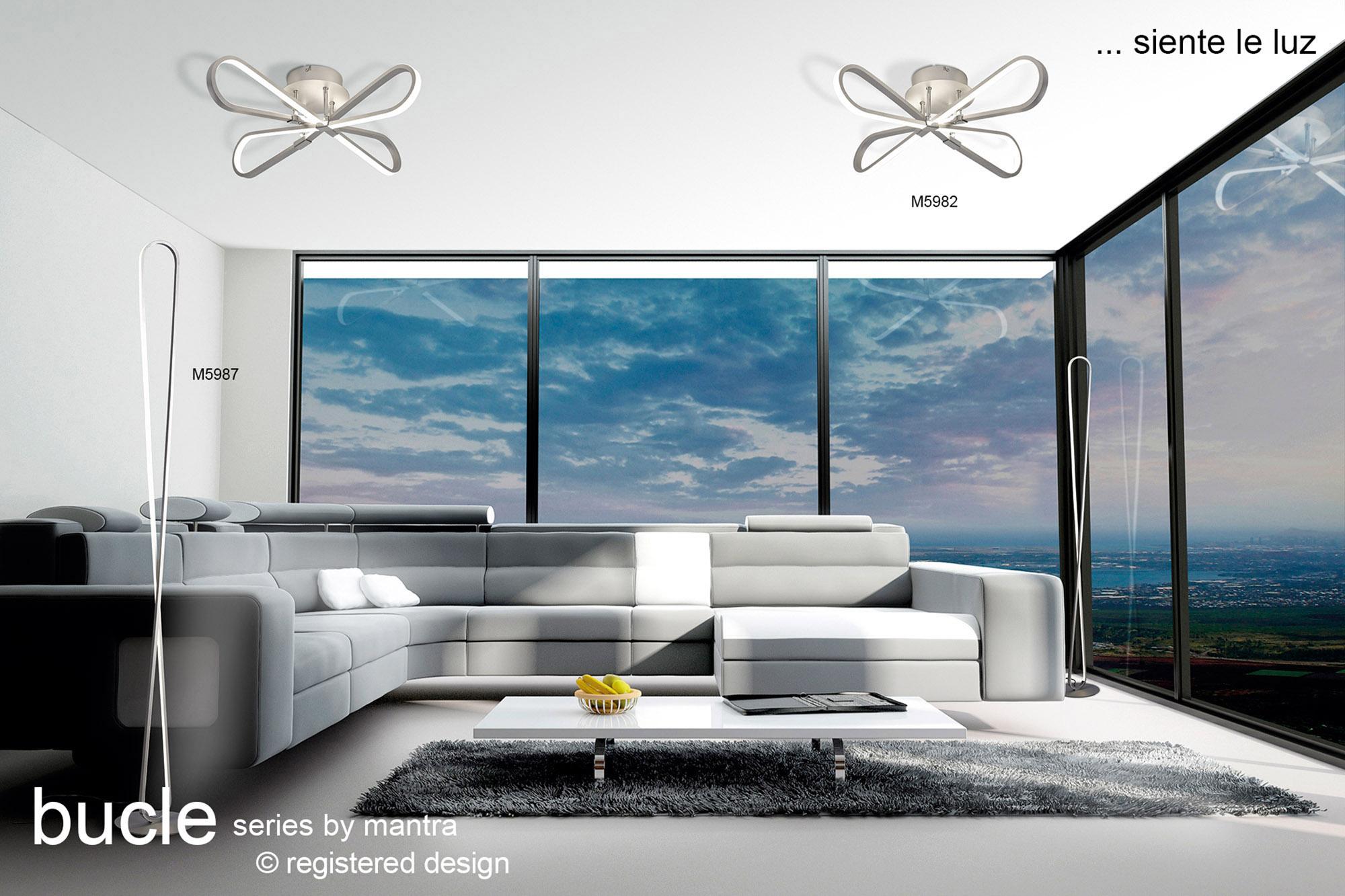 Bucle Floor Lamp 50W LED 3000K, 4300lm, Dimmable, Silver / Polished Chrome /  / Frosted Acrylic, 3yrs Warranty