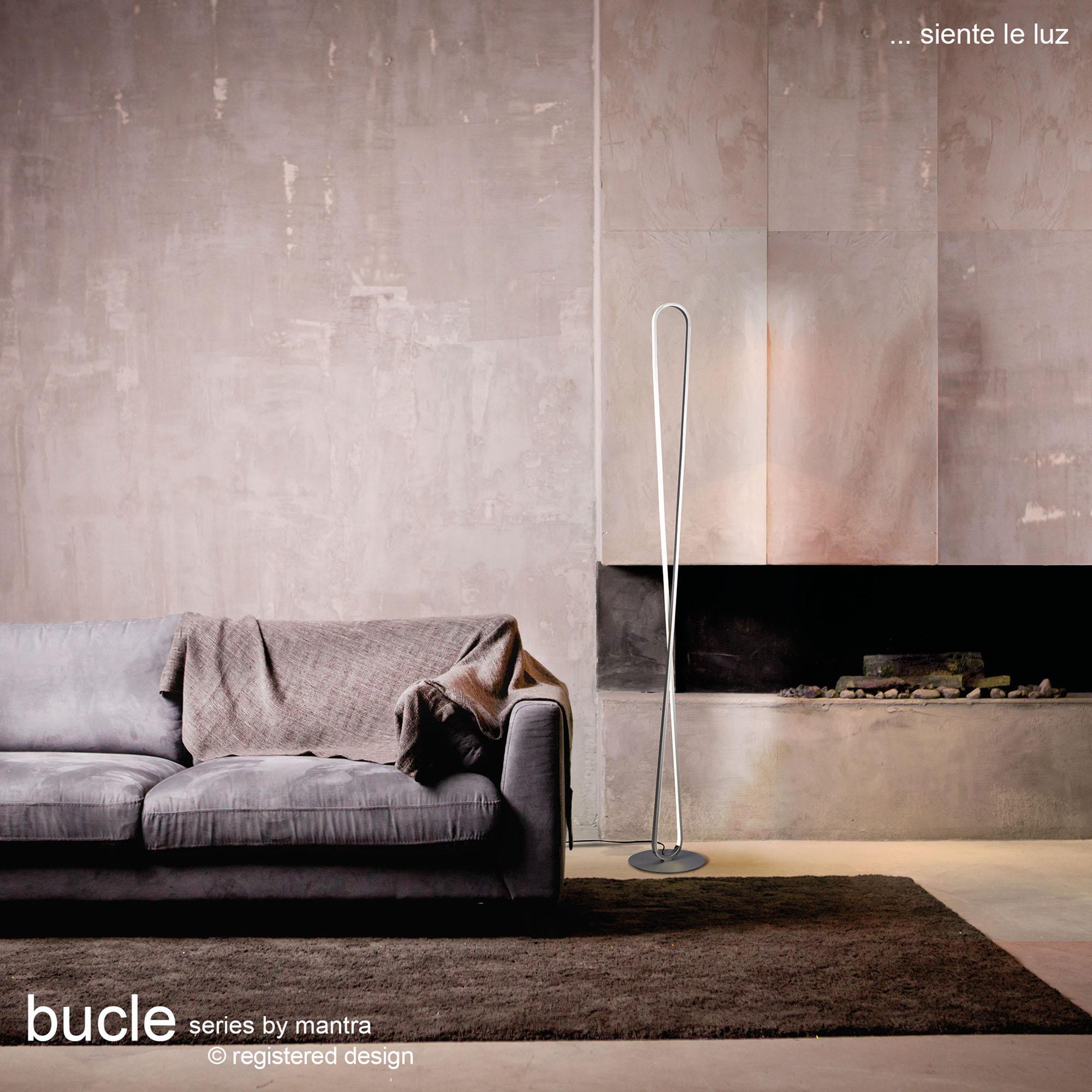 Bucle Floor Lamp 50W LED 3000K, 4300lm, Dimmable, Silver / Polished Chrome /  / Frosted Acrylic, 3yrs Warranty