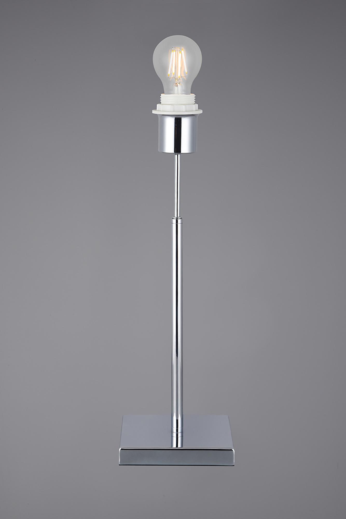 Camino Square Base Small Table Lamp Without Shade, Inline Switch, 1 Light E27 Polished Chrome