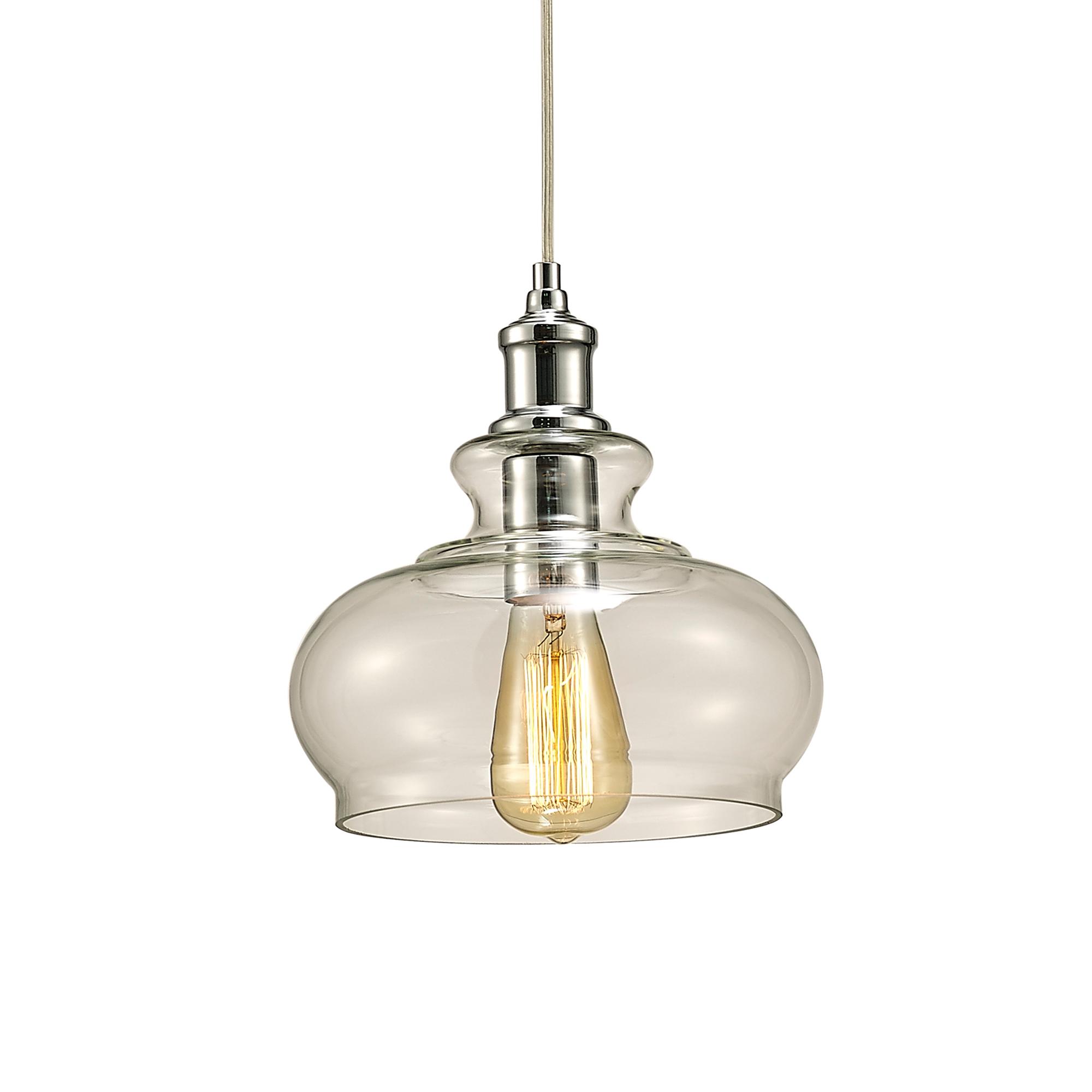 Carla 24.5cm Single Pendant 1 Light E27 Polished Chrome/Clear Glass