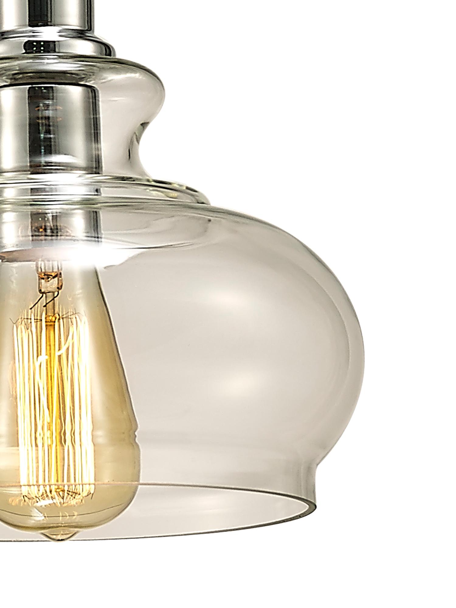 Carla 24.5cm Single Pendant 1 Light E27 Polished Chrome/Clear Glass