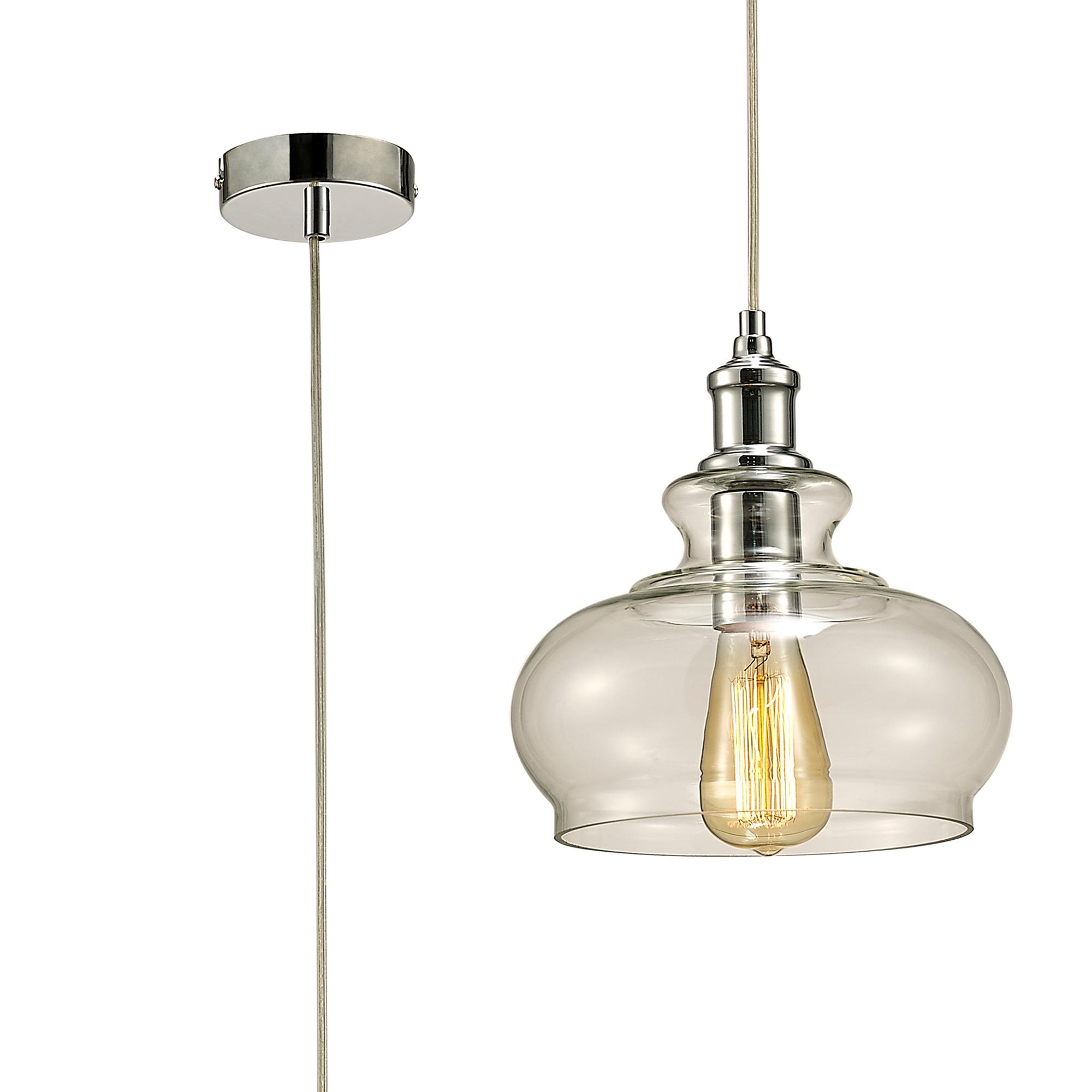 Carla 24.5cm Single Pendant 1 Light E27 Polished Chrome/Clear Glass