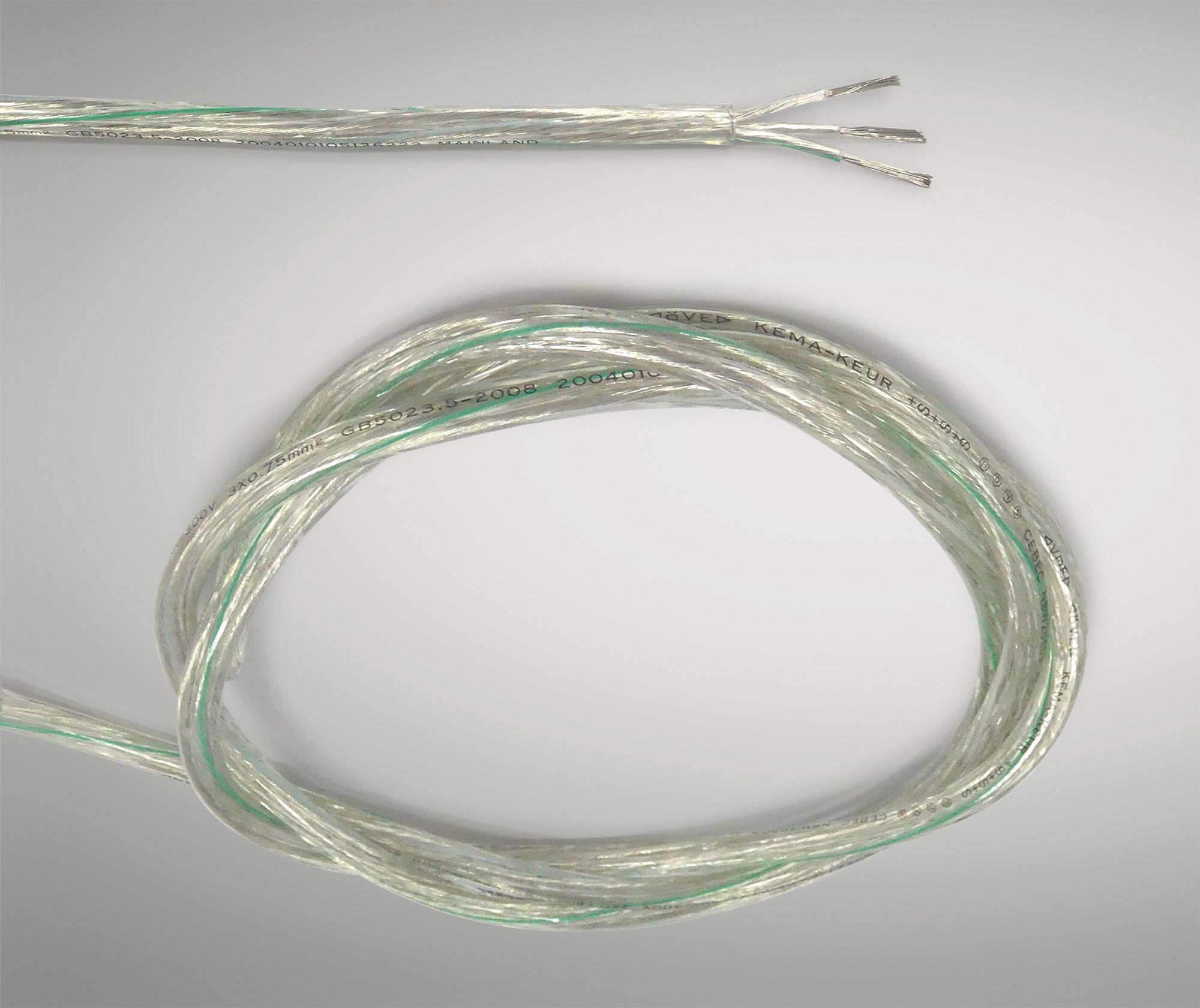 Cavo 1m Clear 3 Core 0.75mm Cable VDE Approved (qty ordered will be supplied as one continuous length)