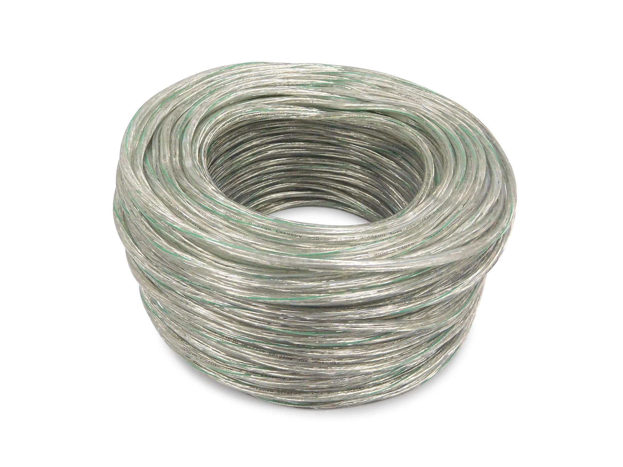 Cavo 1m Clear 3 Core 0.75mm Cable VDE Approved (qty ordered will be supplied as one continuous length)
