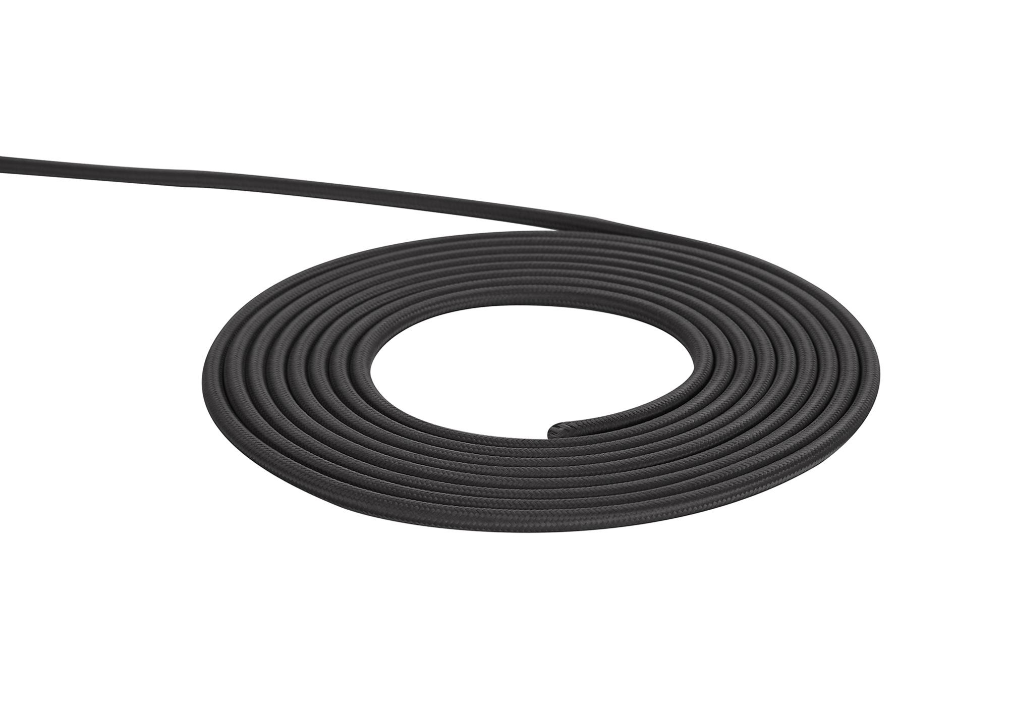 Cavo 1m Grey Braided 2 Core 0.75mm Cable VDE Approved (qty ordered will be supplied as one continuous length)