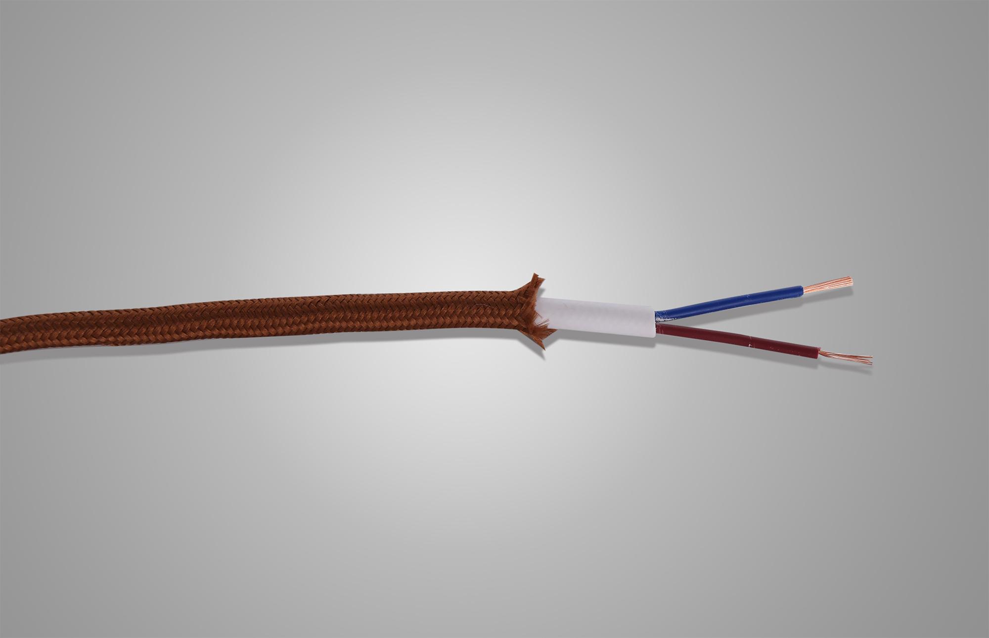Cavo 1m Red Brown Braided 2 Core 0.75mm Cable VDE Approved (qty ordered will be supplied as one continuous length)