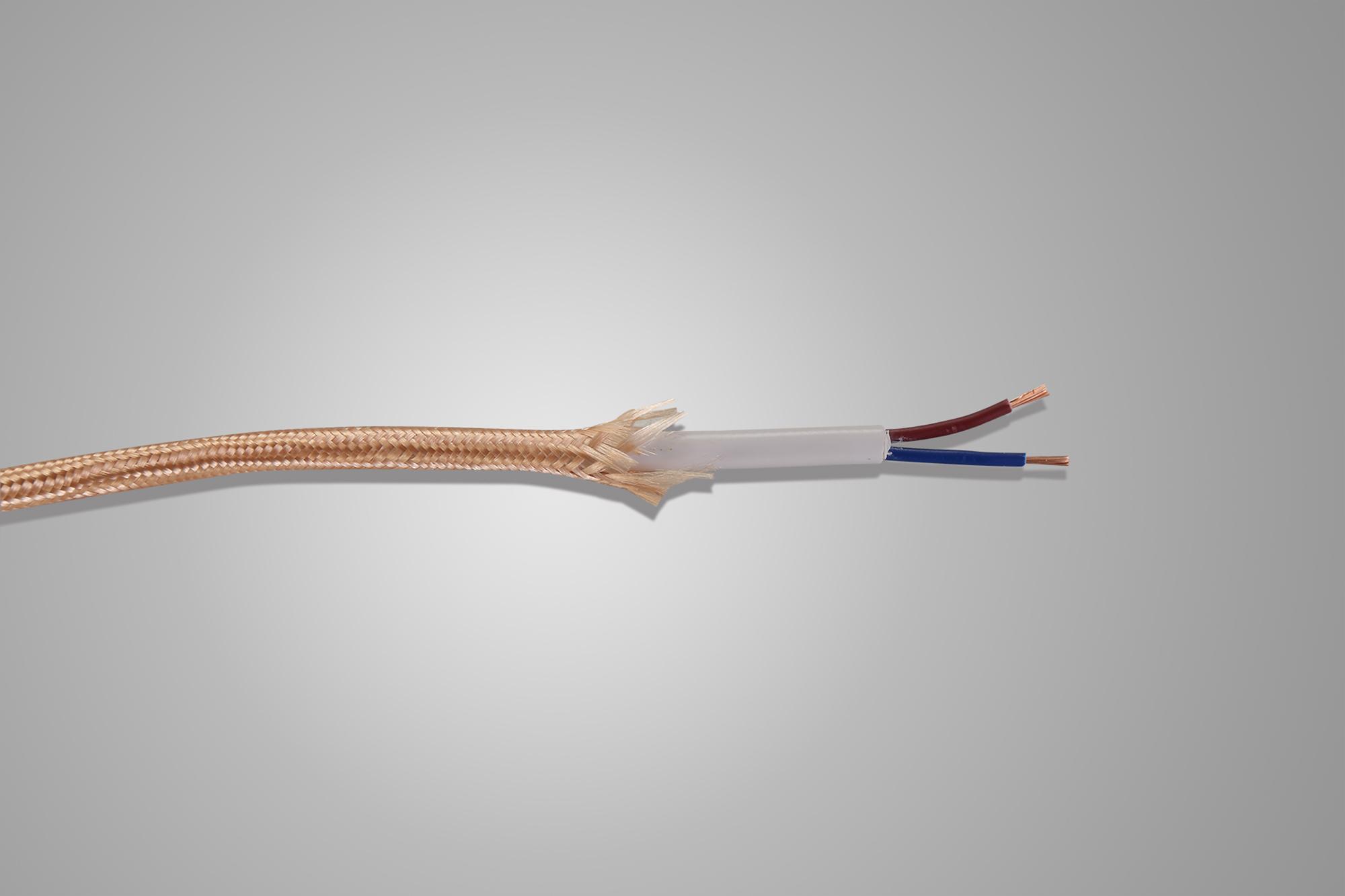 Cavo 1m Rose Gold Braided 2 Core 0.75mm Cable VDE Approved (qty ordered will be supplied as one continuous length)