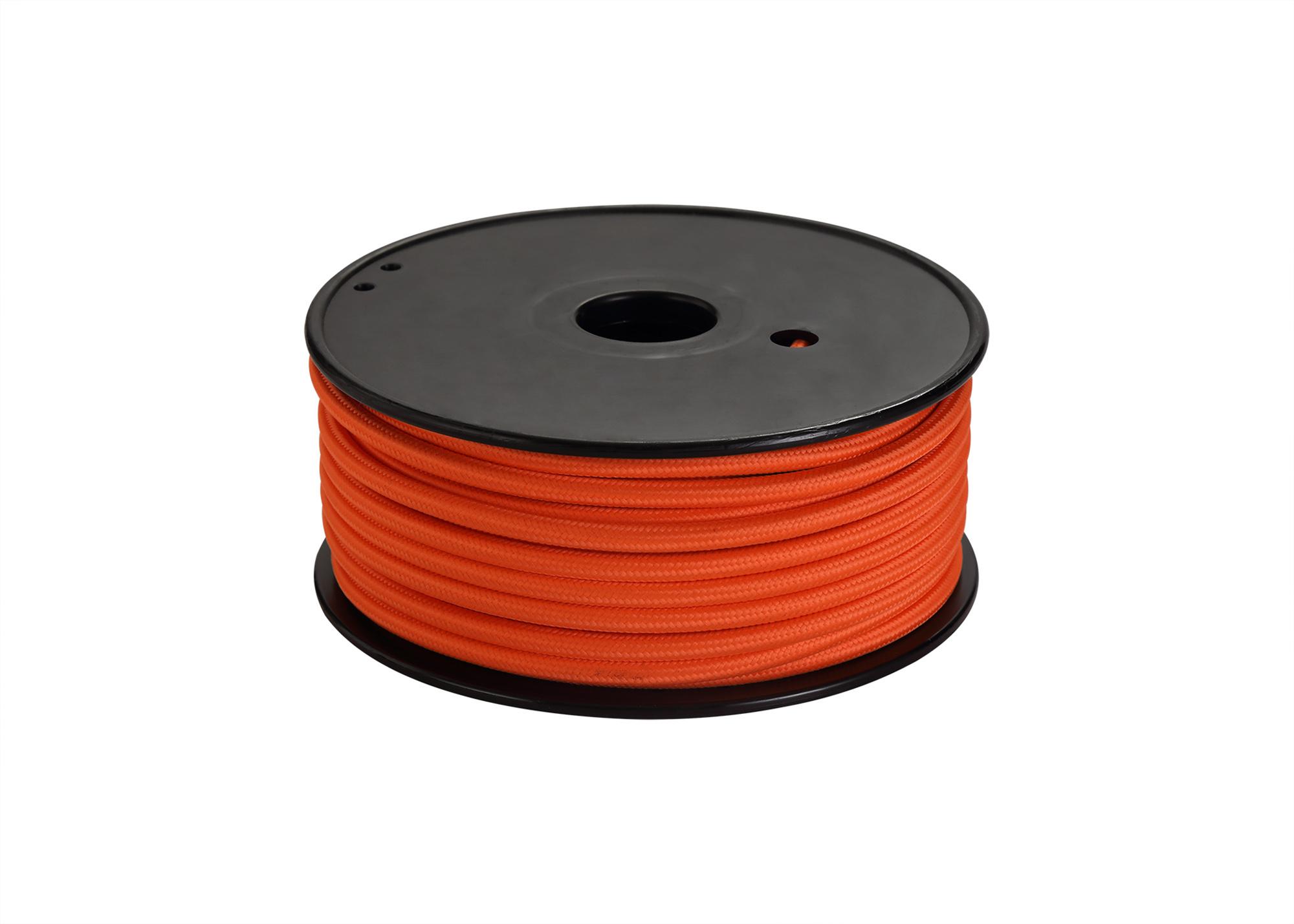 Cavo 1m Orange Braided 2 Core 0.75mm Cable VDE Approved (qty ordered will be supplied as one continuous length)