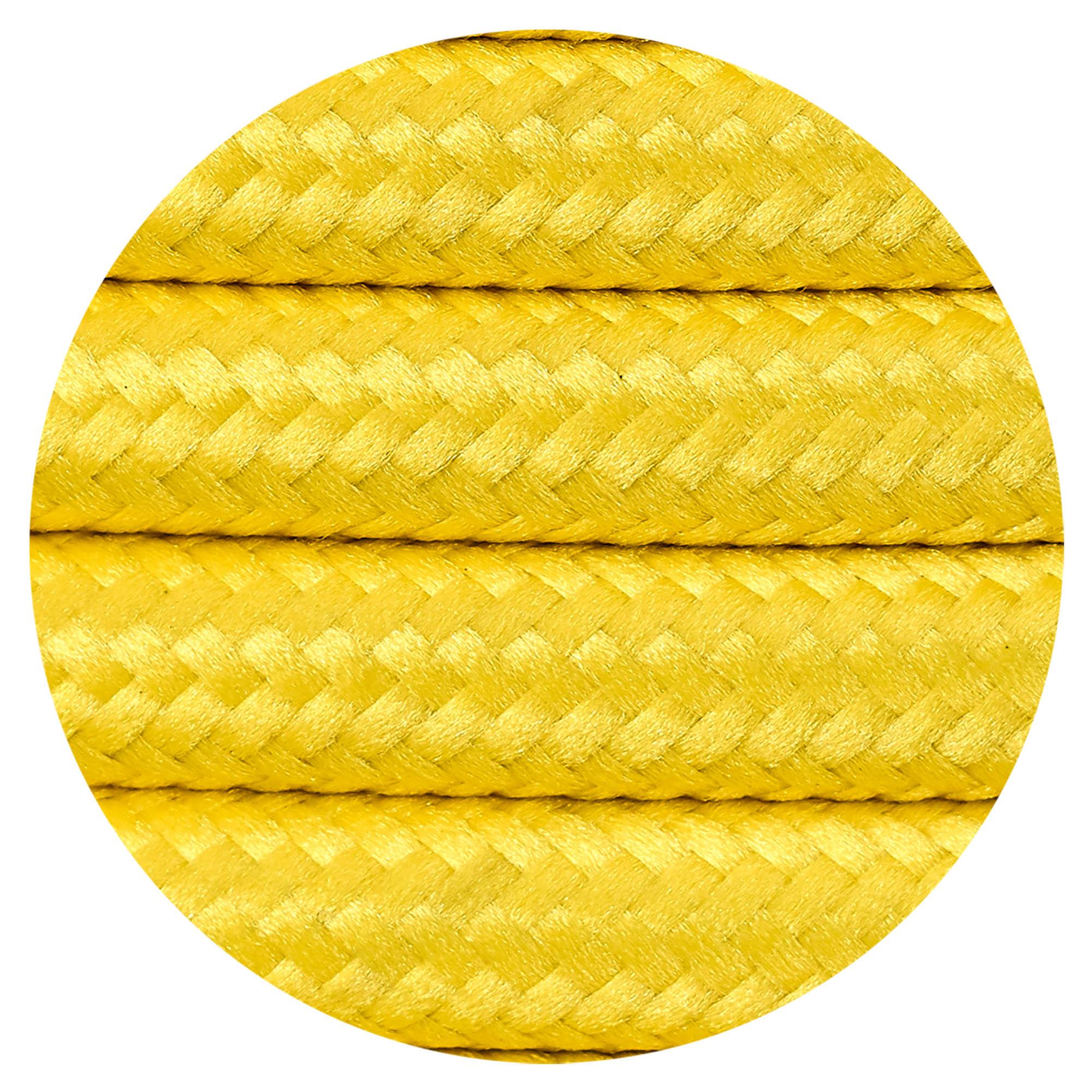 Cavo 1m Yellow Braided 2 Core 0.75mm Cable VDE Approved (qty ordered will be supplied as one continuous length)