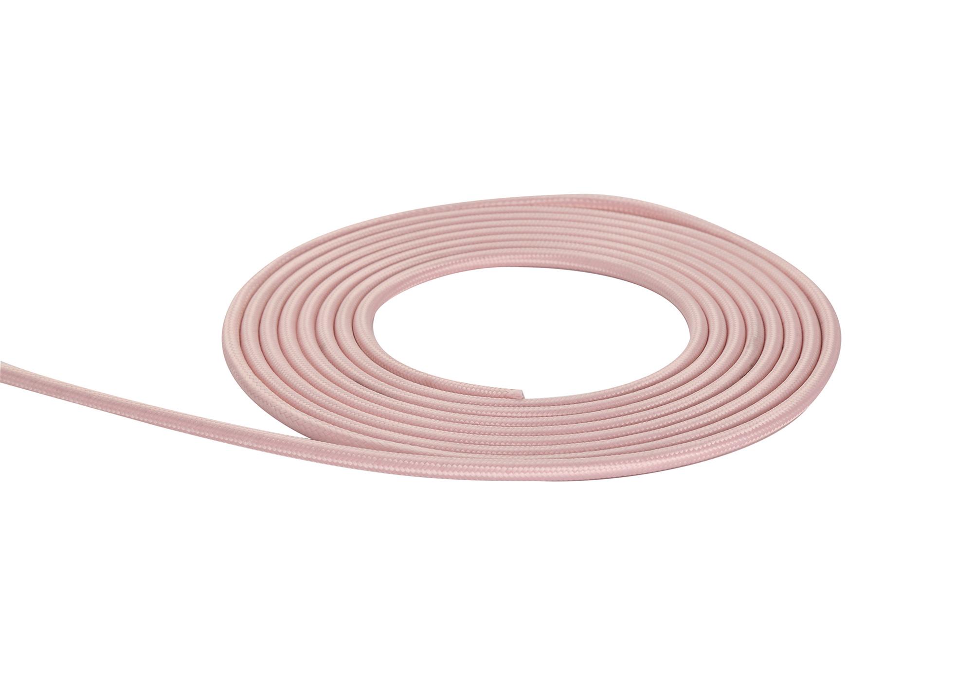 Cavo 1m Pink Braided 2 Core 0.75mm Cable VDE Approved (qty ordered will be supplied as one continuous length)