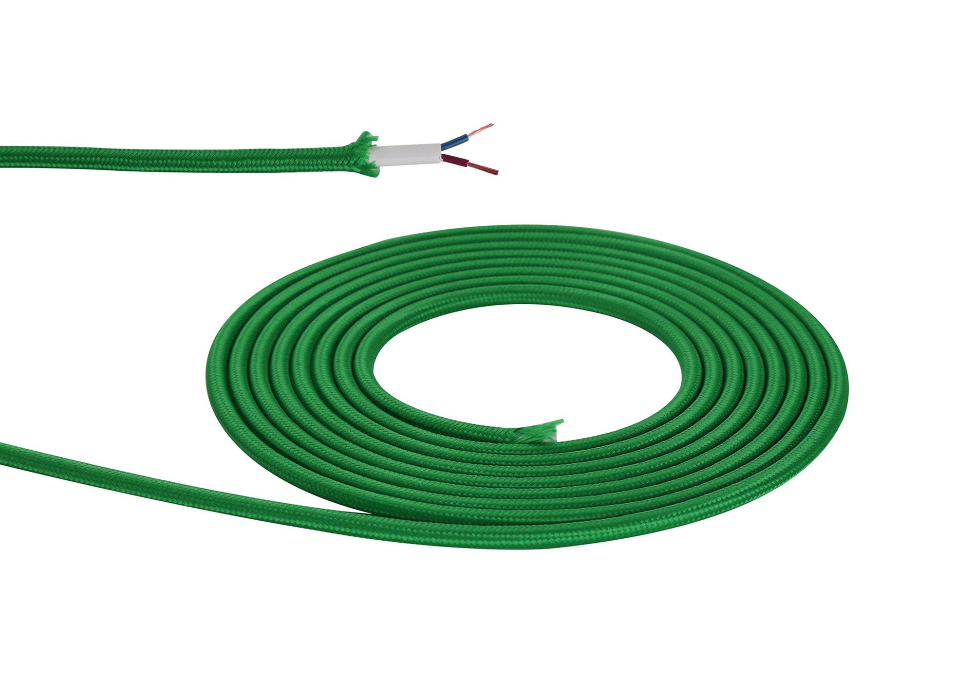 Cavo 1m Bottle Green Braided 2 Core 0.75mm Cable VDE Approved (qty ordered will be supplied as one continuous length)