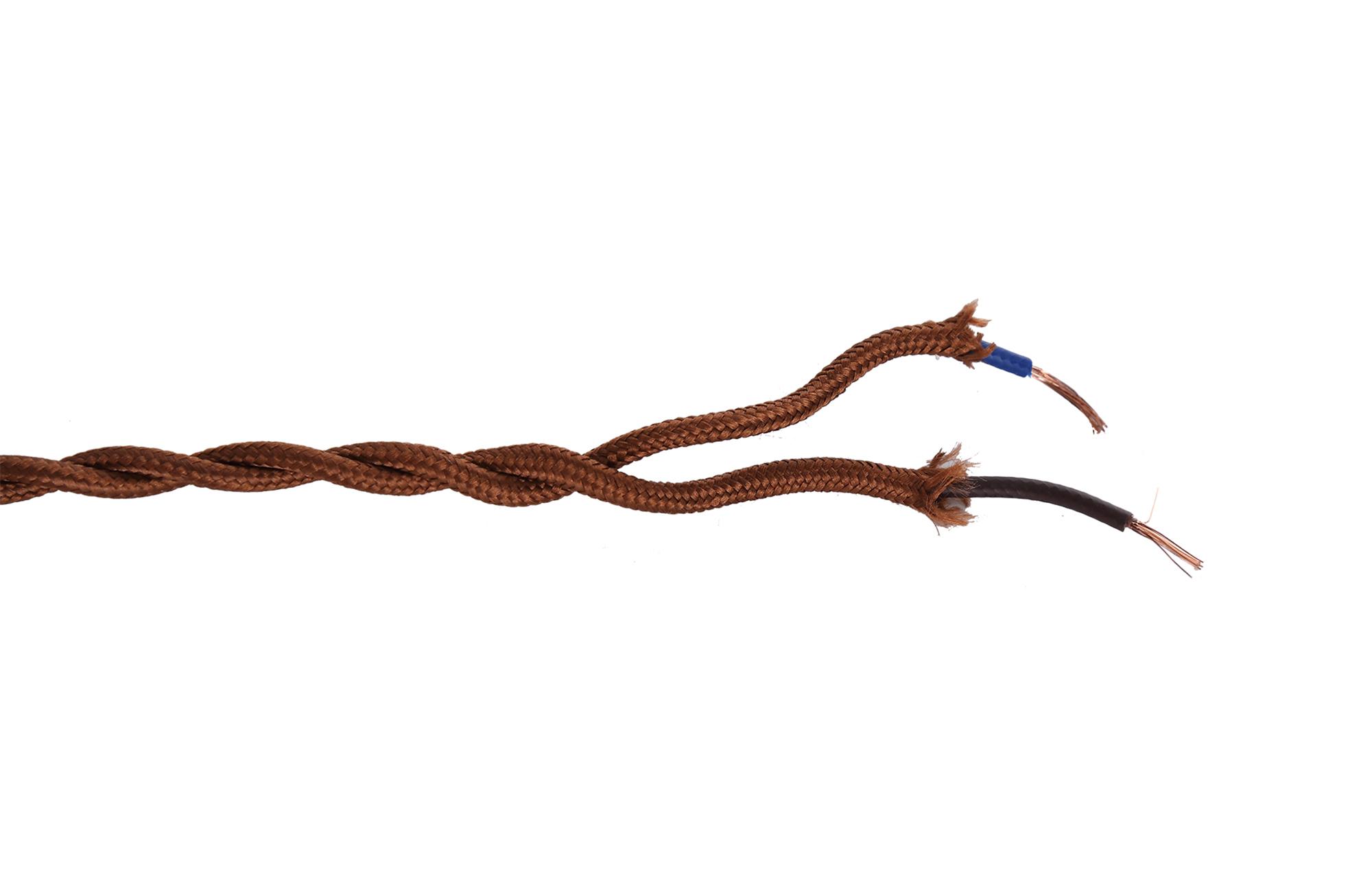 Cavo 1m Red Brown Braided Twisted 2 Core 0.75mm Cable VDE Approved (qty ordered will be supplied as one continuous length)